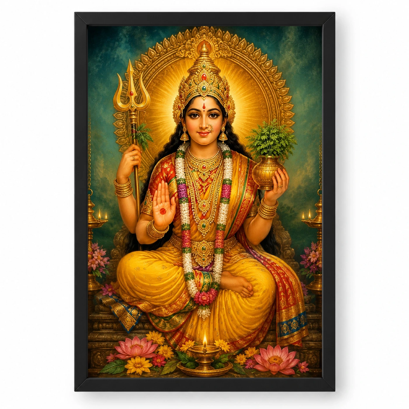 Renuka Yellamma Traditional Indian Miniature-Inspired Devotional Art Photo Frame