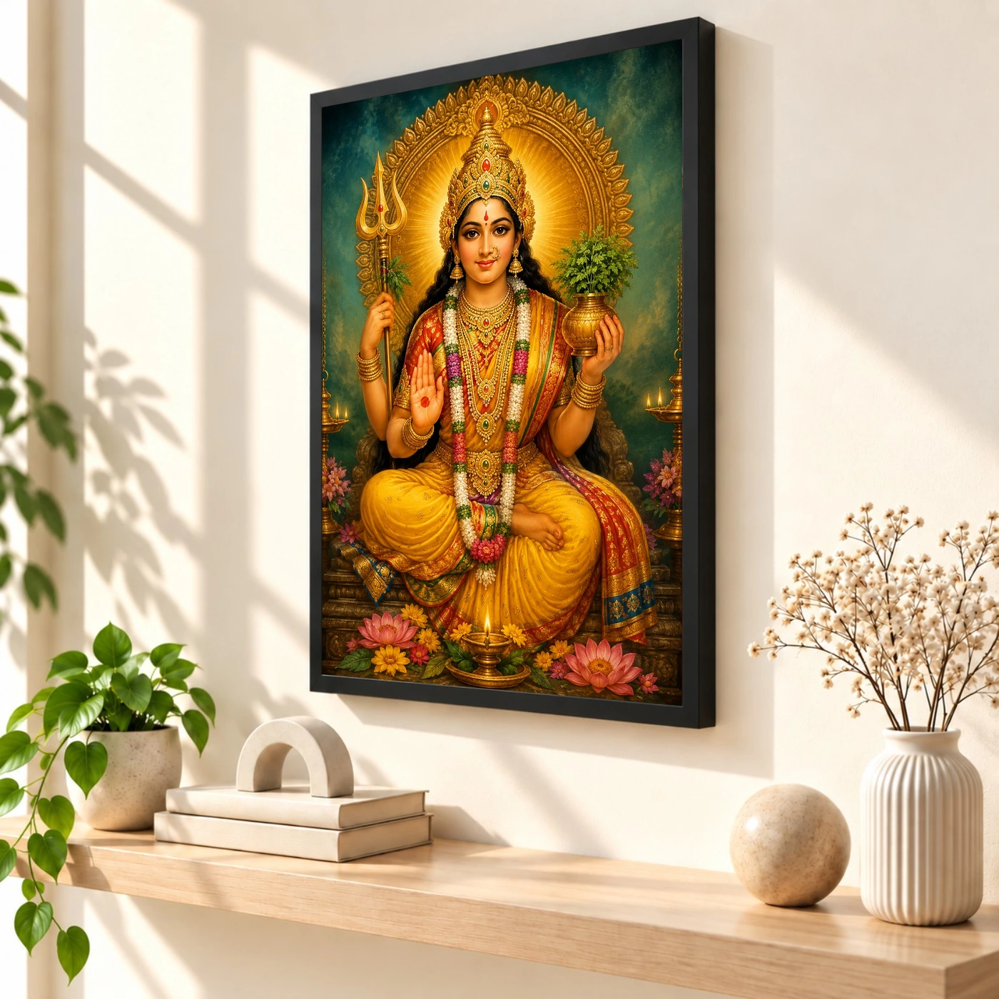 Renuka Yellamma Traditional Indian Miniature-Inspired Devotional Art Photo Frame, view 2