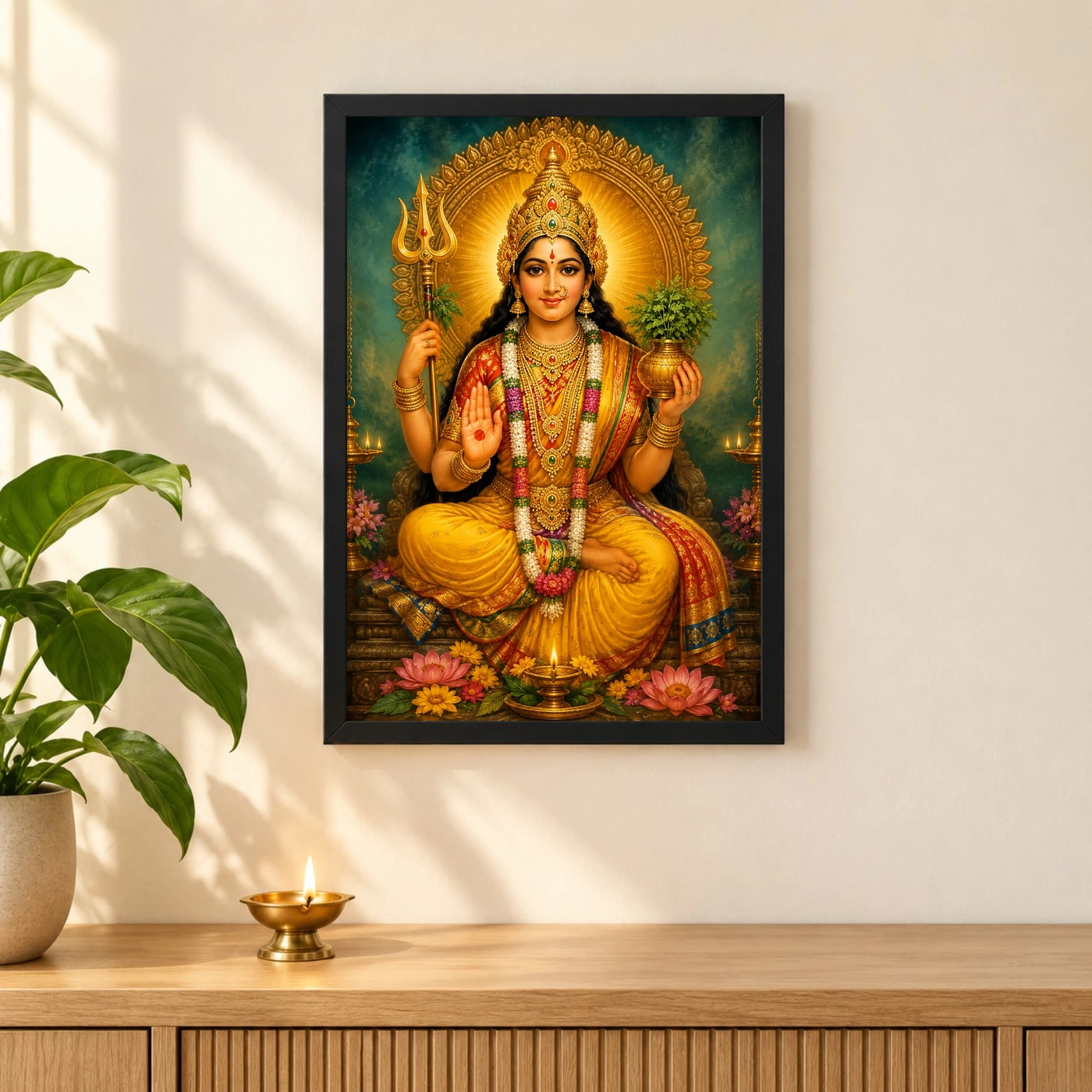 Renuka Yellamma Traditional Indian Miniature-Inspired Devotional Art Photo Frame, view 3