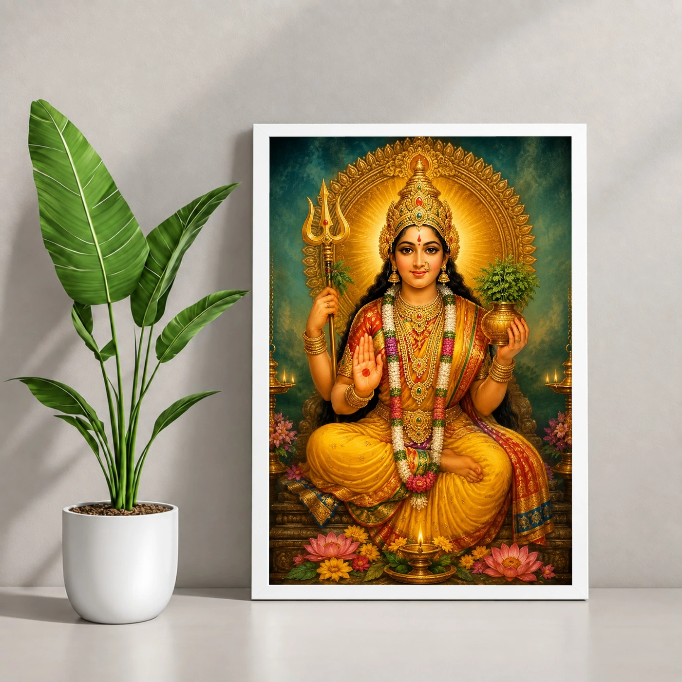 Renuka Yellamma Traditional Indian Miniature-Inspired Devotional Art Photo Frame, view 4