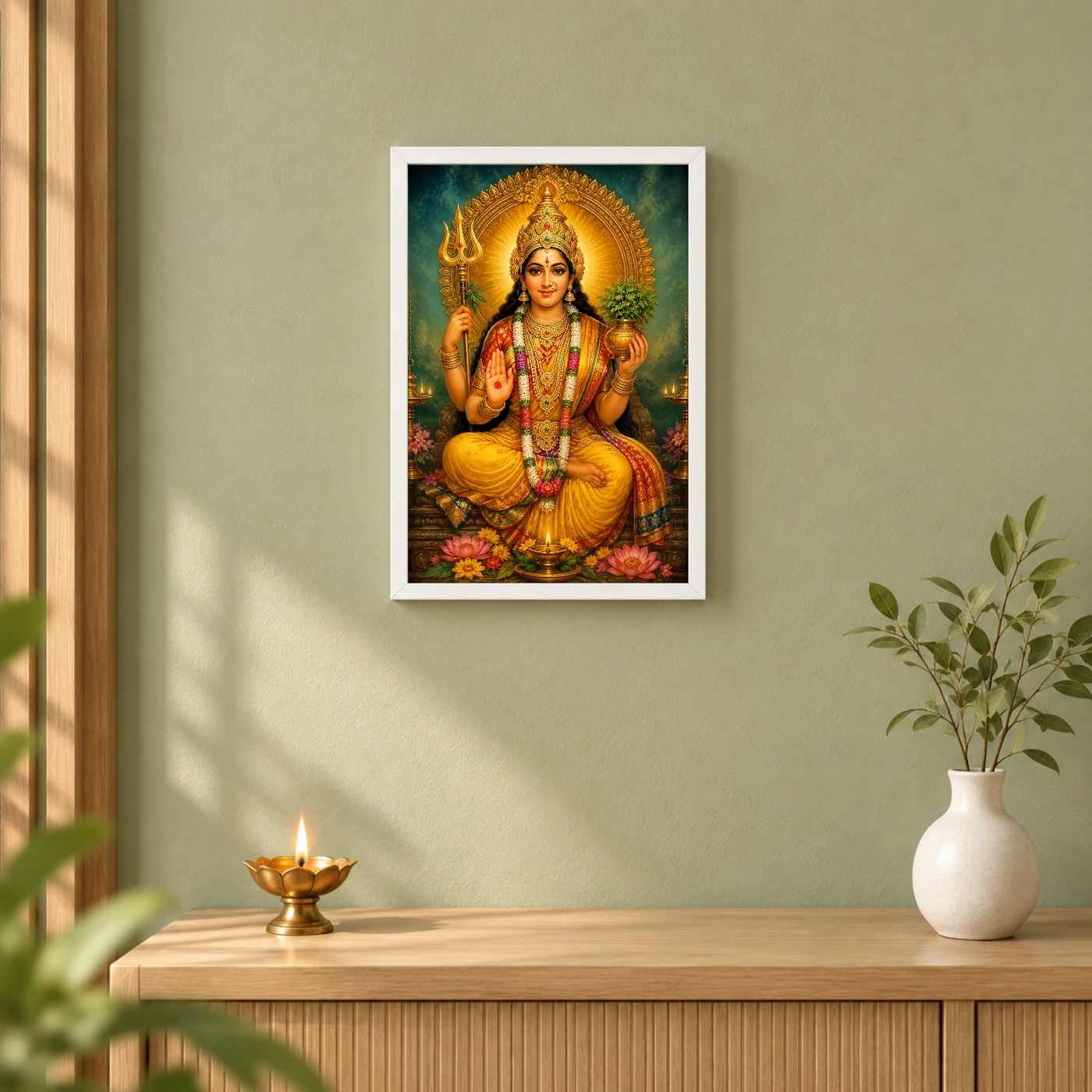 Renuka Yellamma Traditional Indian Miniature-Inspired Devotional Art Photo Frame, view 6