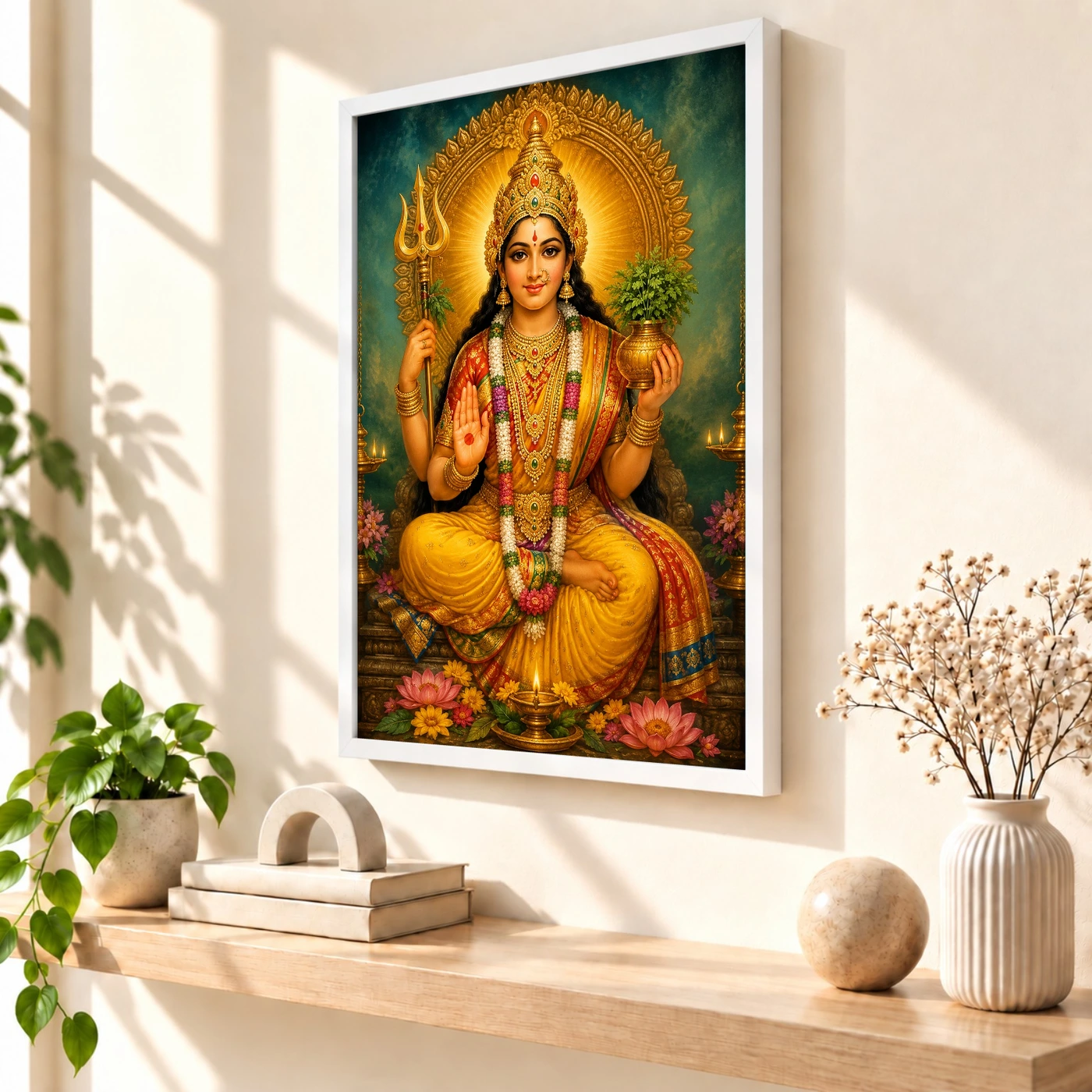 Renuka Yellamma Traditional Indian Miniature-Inspired Devotional Art Photo Frame, view 7