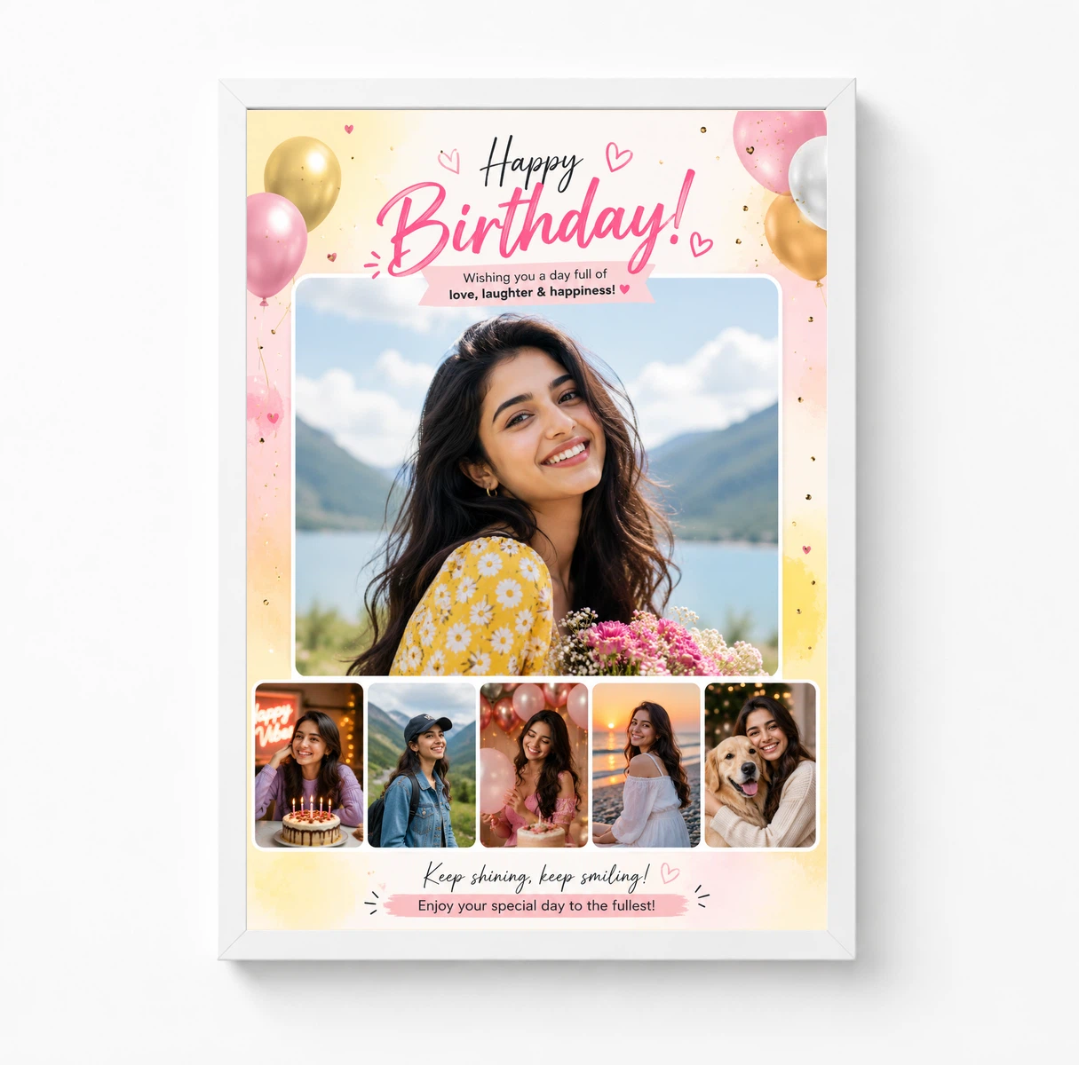 Romantic Wife Birthday Photo Frame Floral Love Collage, view 3