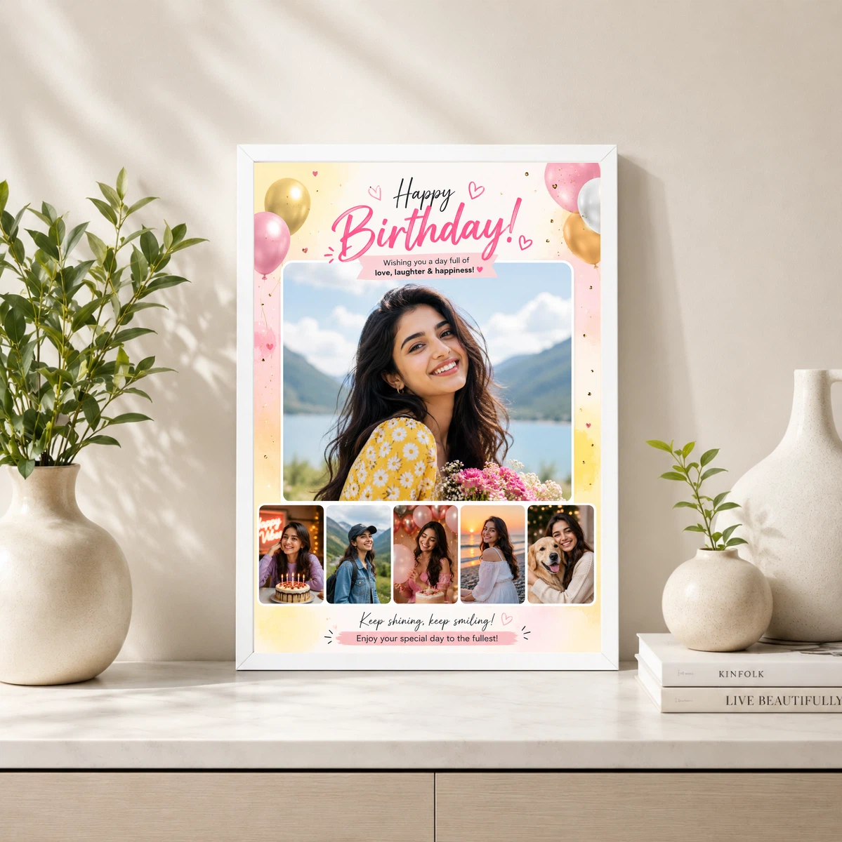 Romantic Wife Birthday Photo Frame Floral Love Collage, view 4