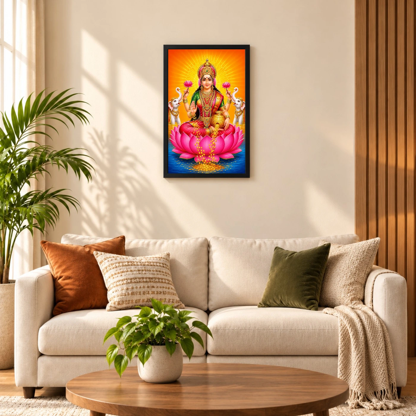 Saffron Sunburst Varalakshmi Photo Frame – Gaja Lakshmi Art, view 8