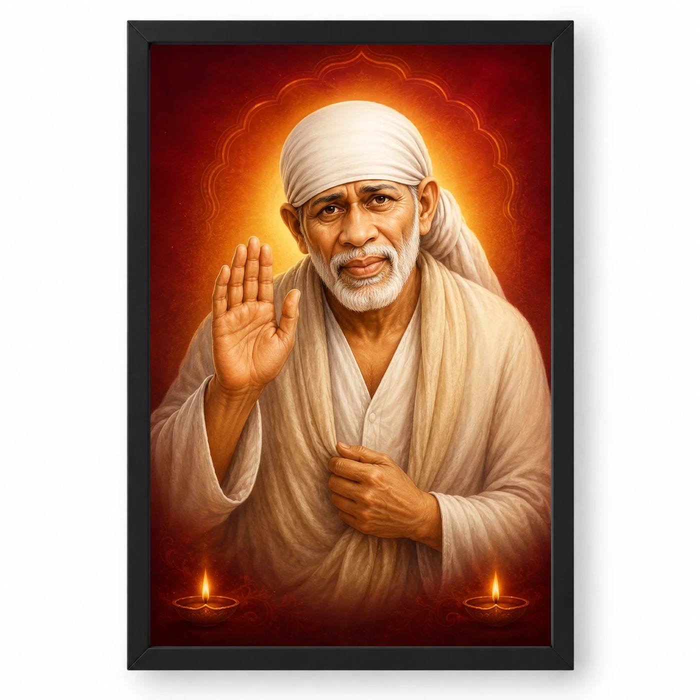 Sai Baba — Diya Blessing Portrait Frame