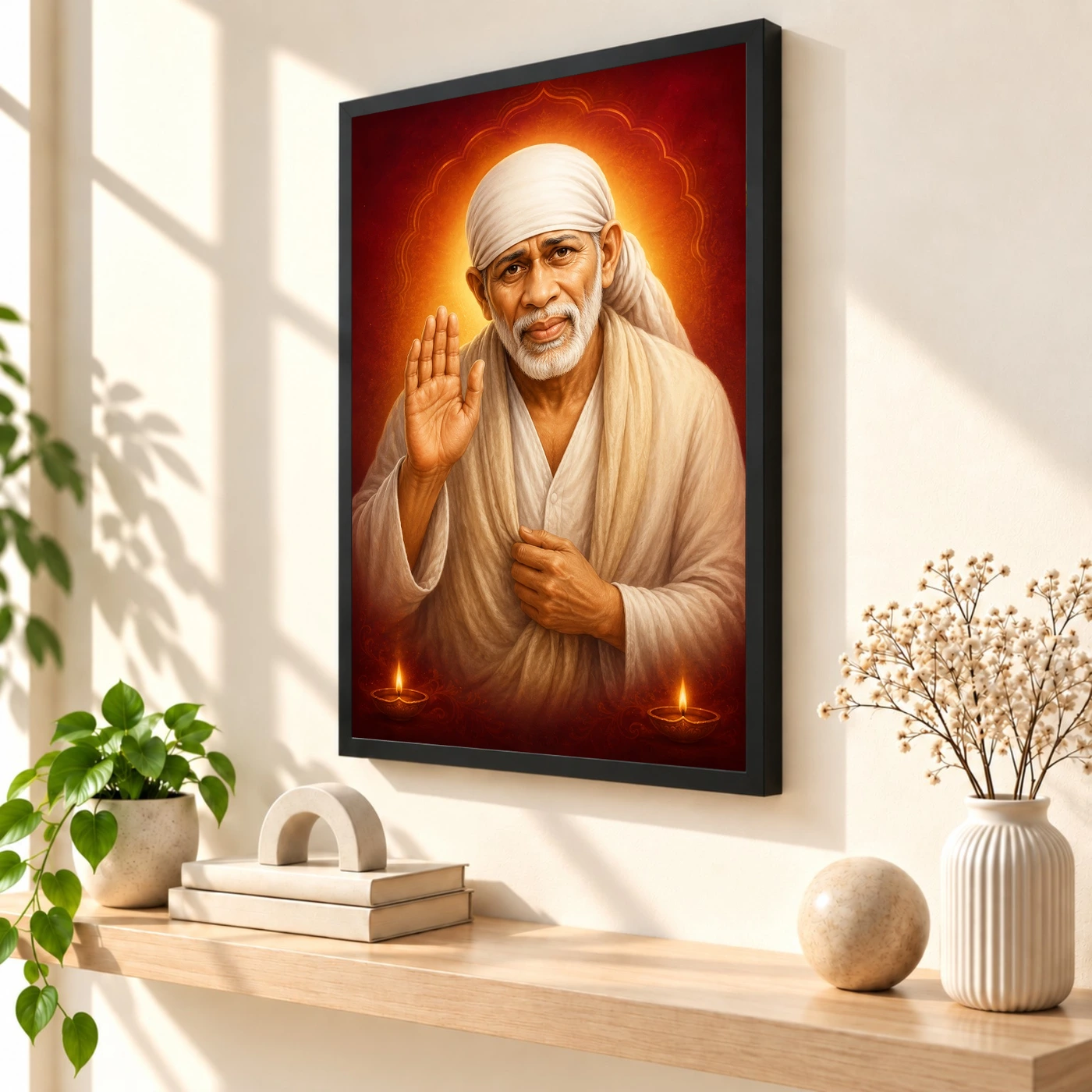 Sai Baba — Diya Blessing Portrait Frame, view 2