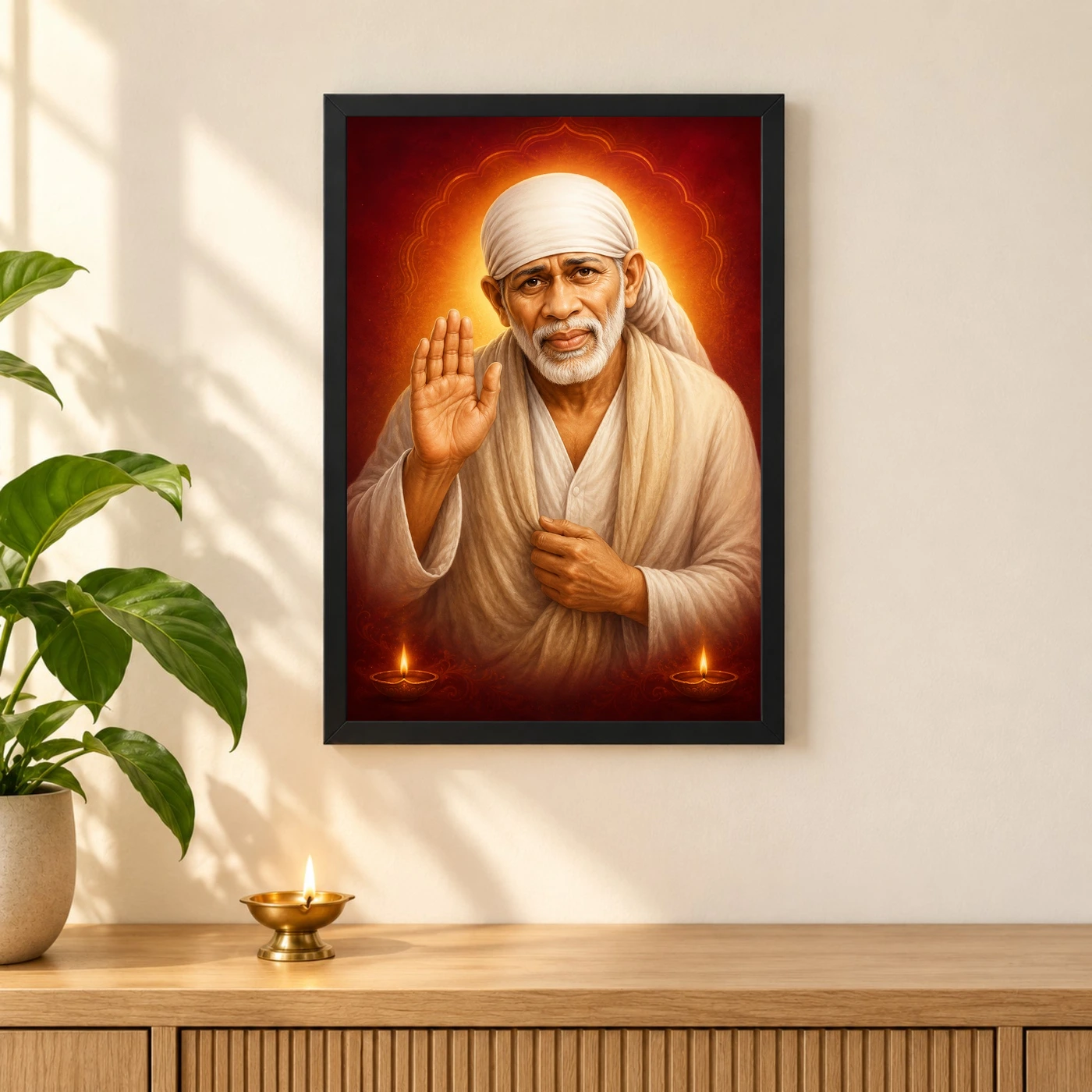 Sai Baba — Diya Blessing Portrait Frame, view 3