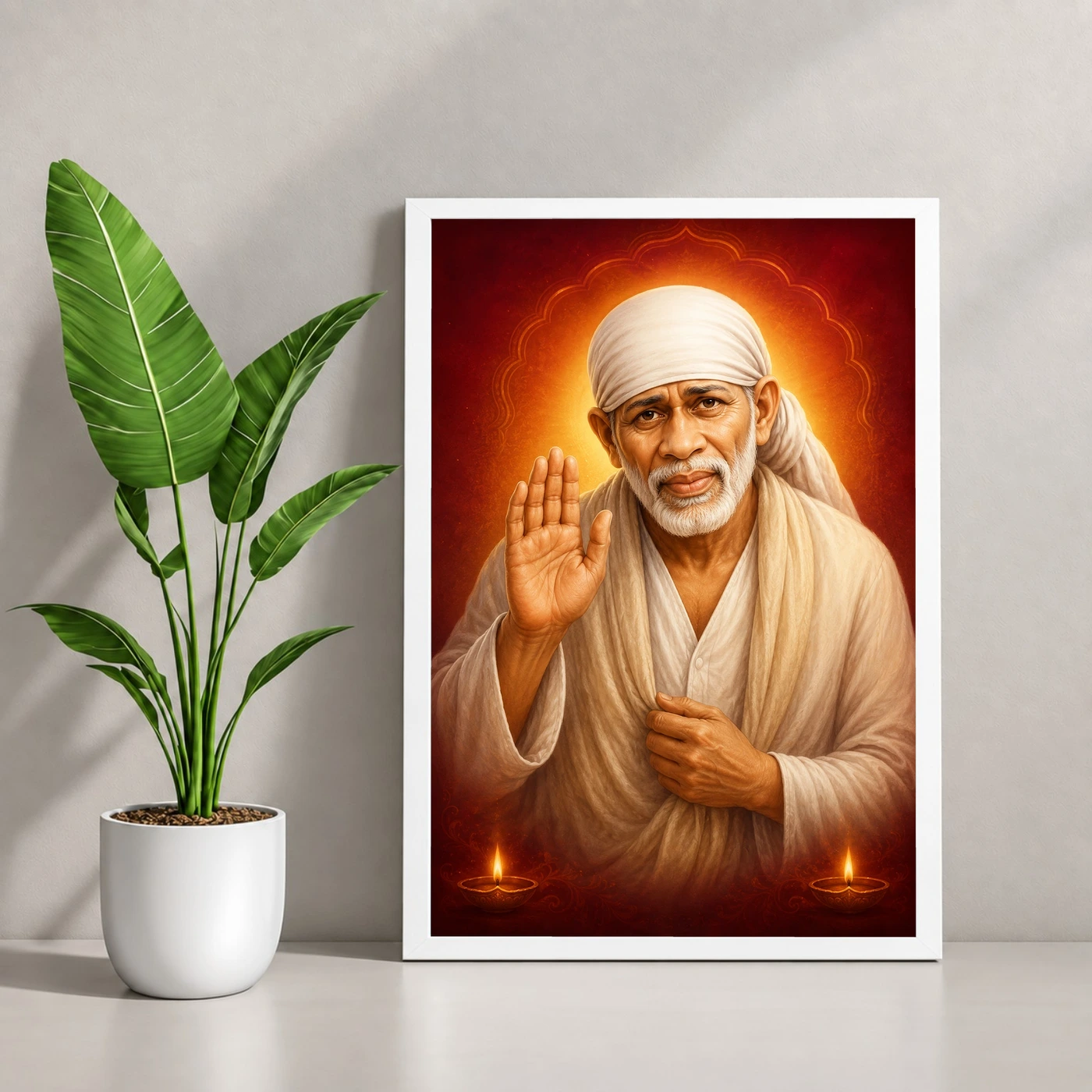 Sai Baba — Diya Blessing Portrait Frame, view 4