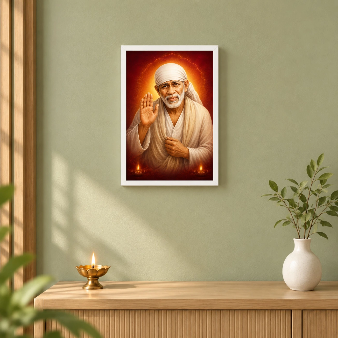Sai Baba — Diya Blessing Portrait Frame, view 6
