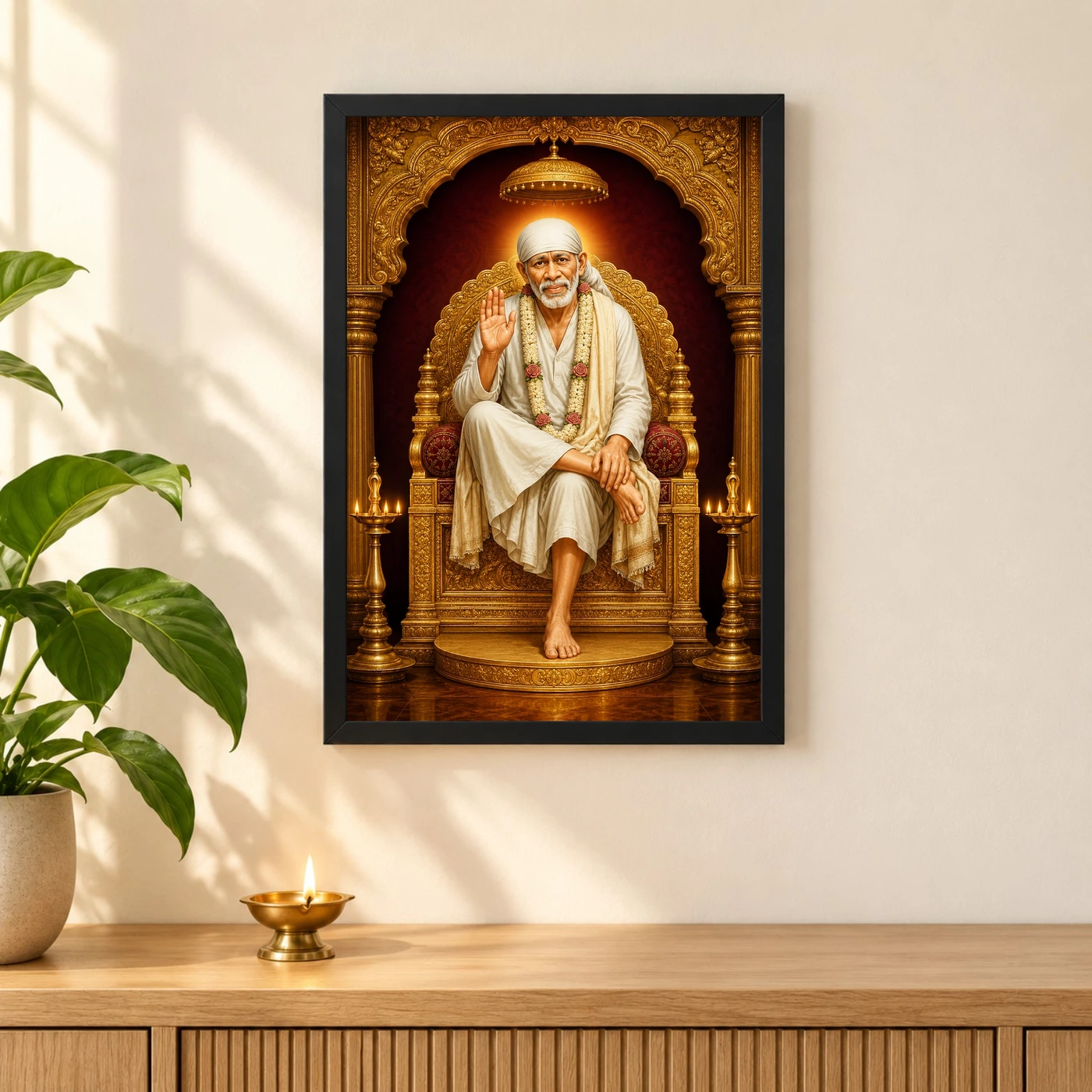 Sai Baba — Golden Throne Blessings Frame, view 3