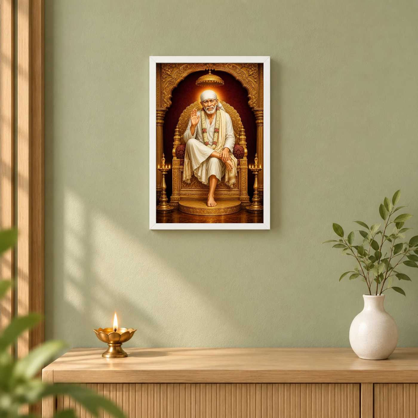 Sai Baba — Golden Throne Blessings Frame, view 6