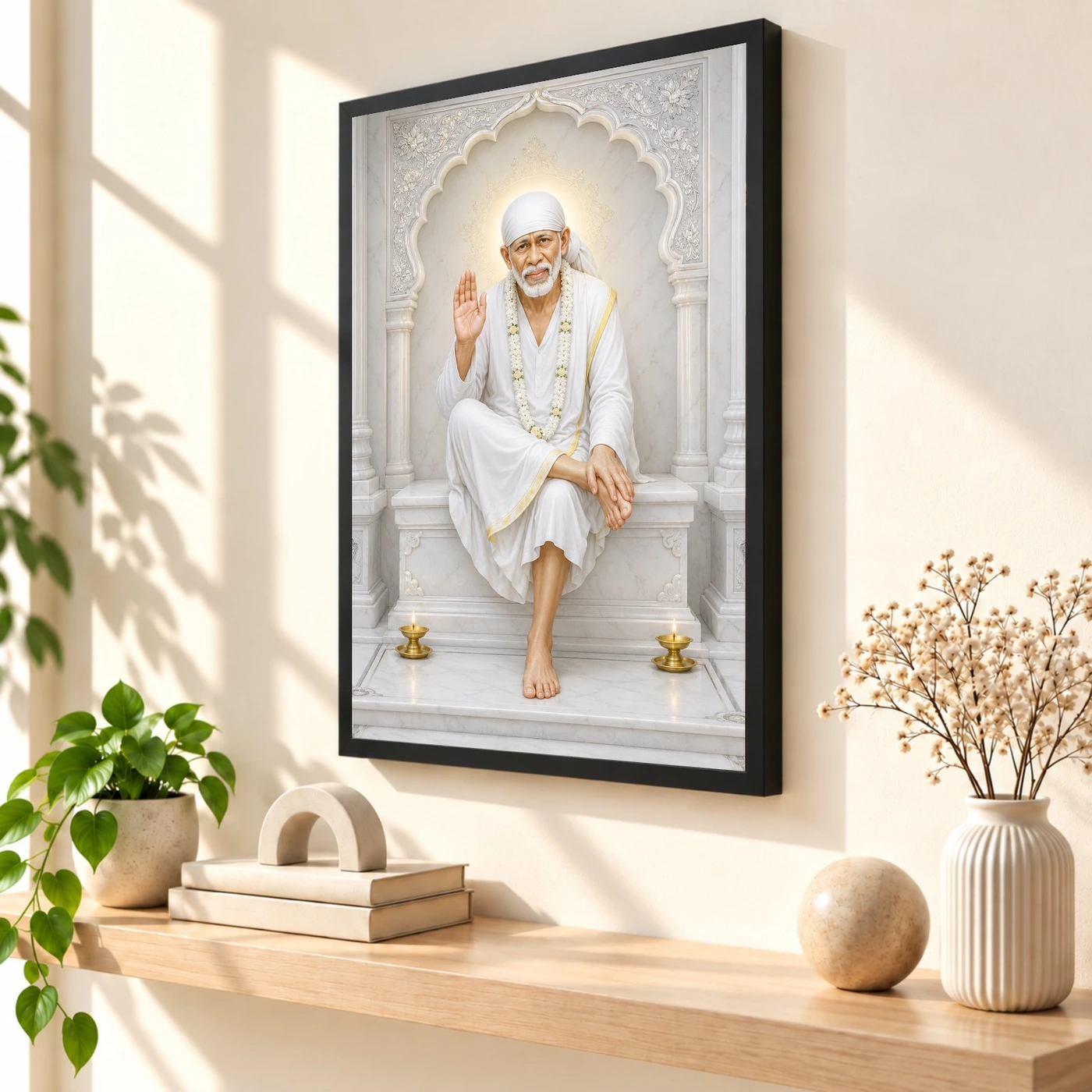 Sai Baba — White Marble Temple Serenity Frame, view 2