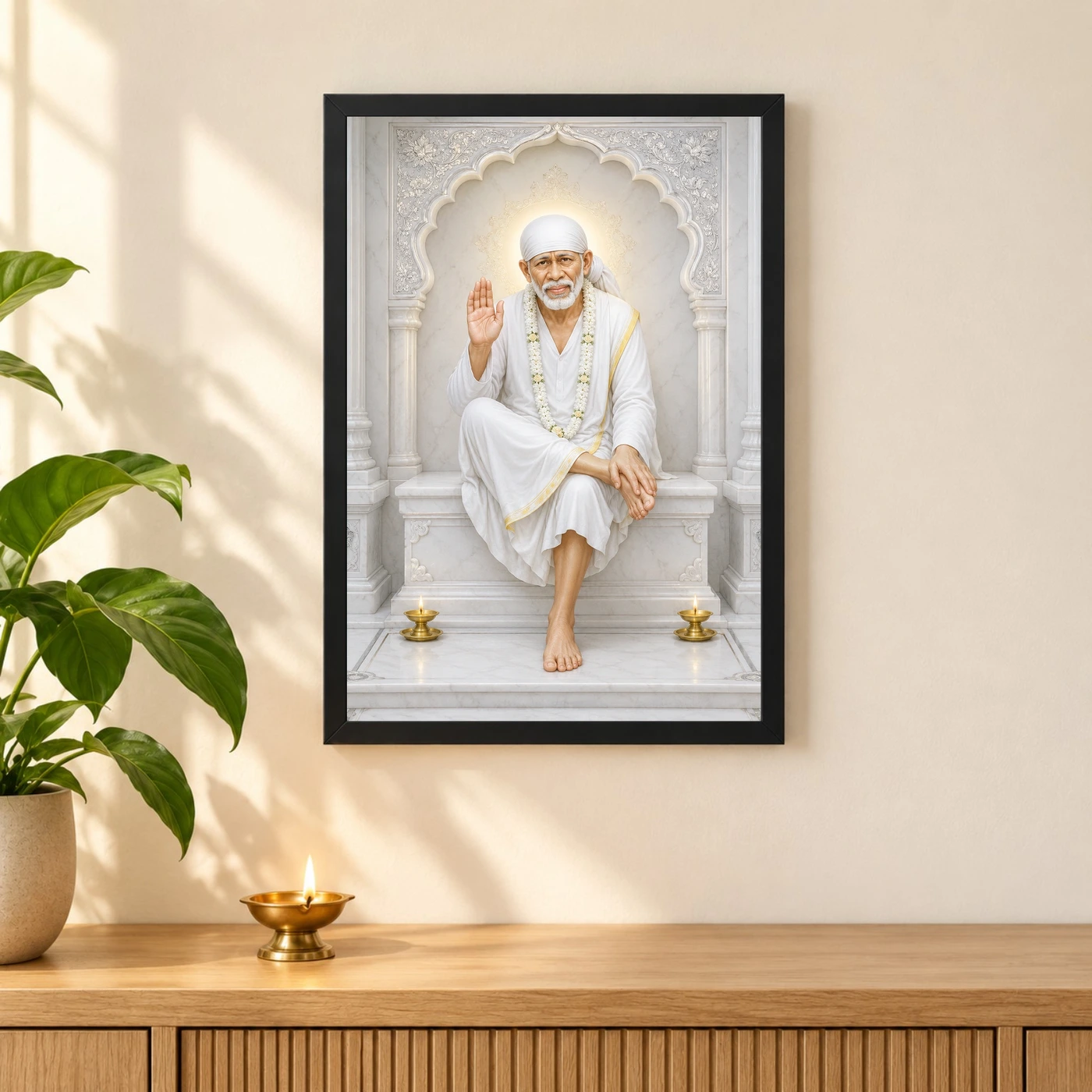 Sai Baba — White Marble Temple Serenity Frame, view 3