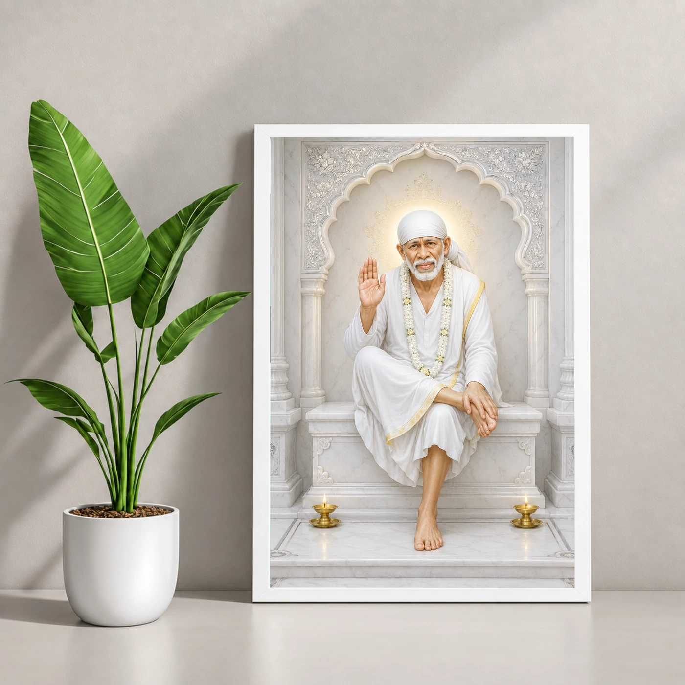 Sai Baba — White Marble Temple Serenity Frame, view 4