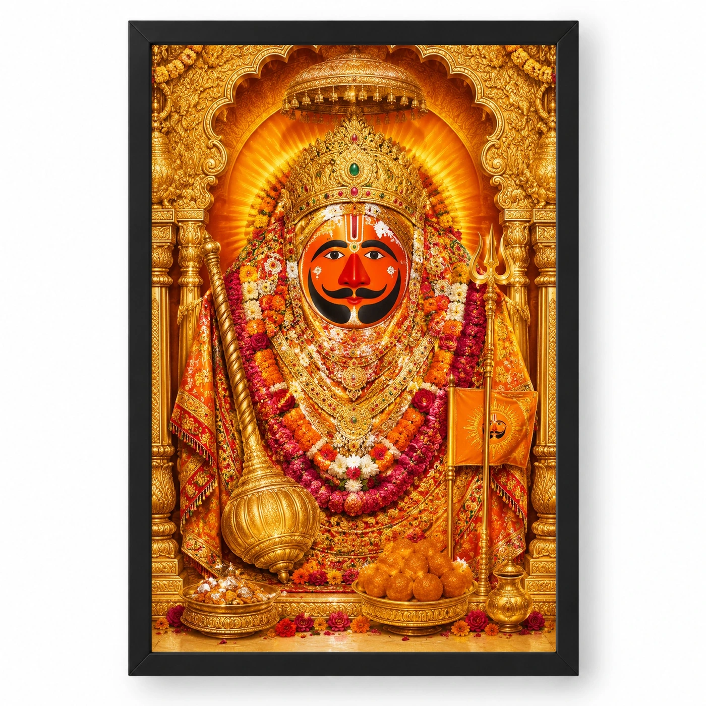 Salasar Balaji Ornate Golden Temple Darshan Photo Frame
