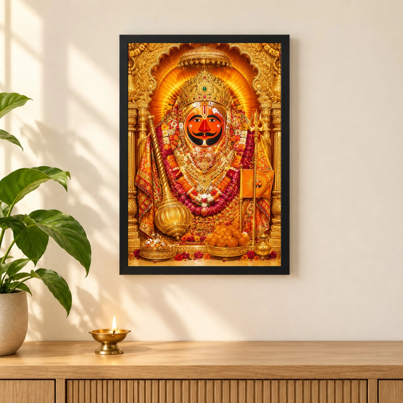 Salasar Balaji Ornate Golden Temple Darshan Photo Frame, view 3