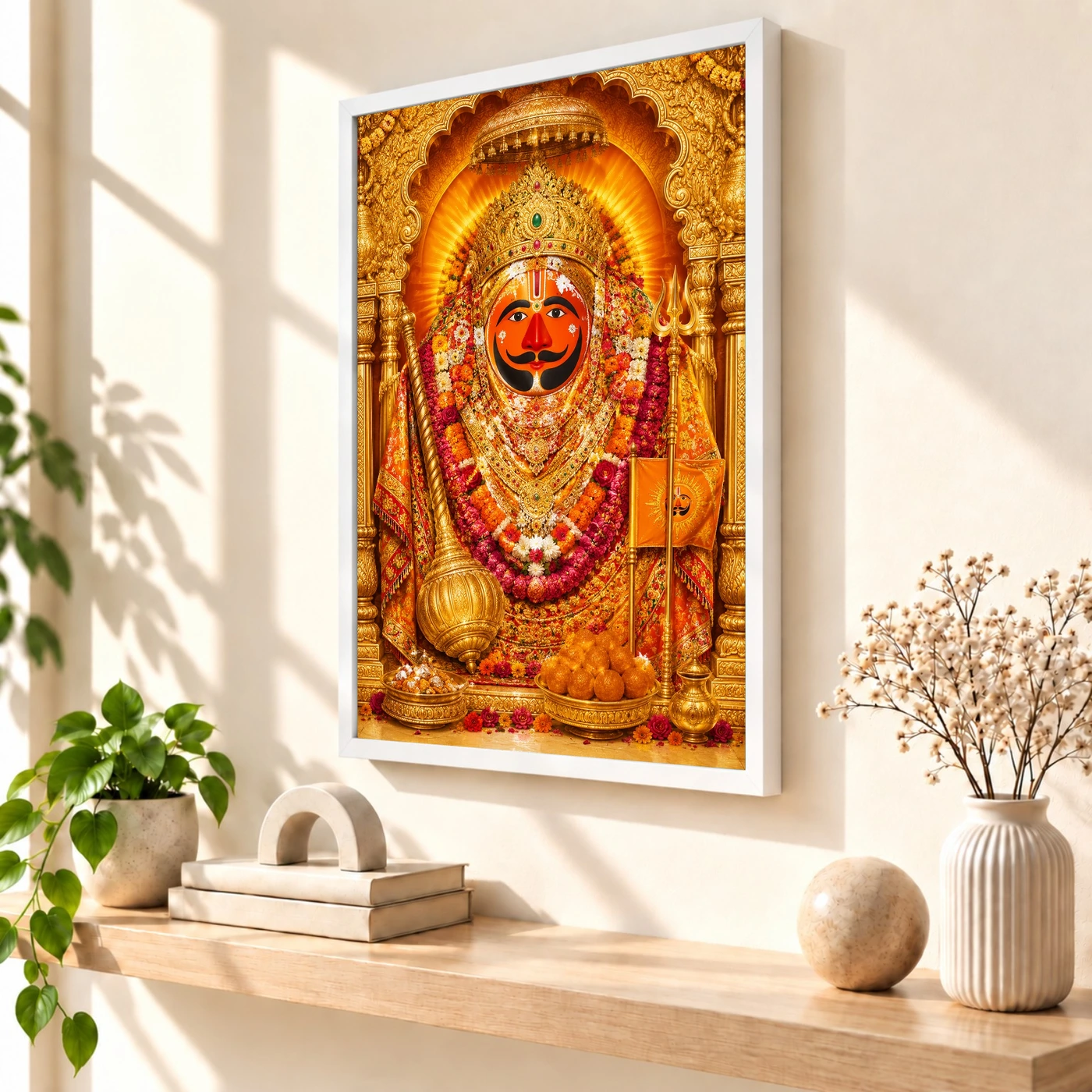 Salasar Balaji Ornate Golden Temple Darshan Photo Frame, view 7