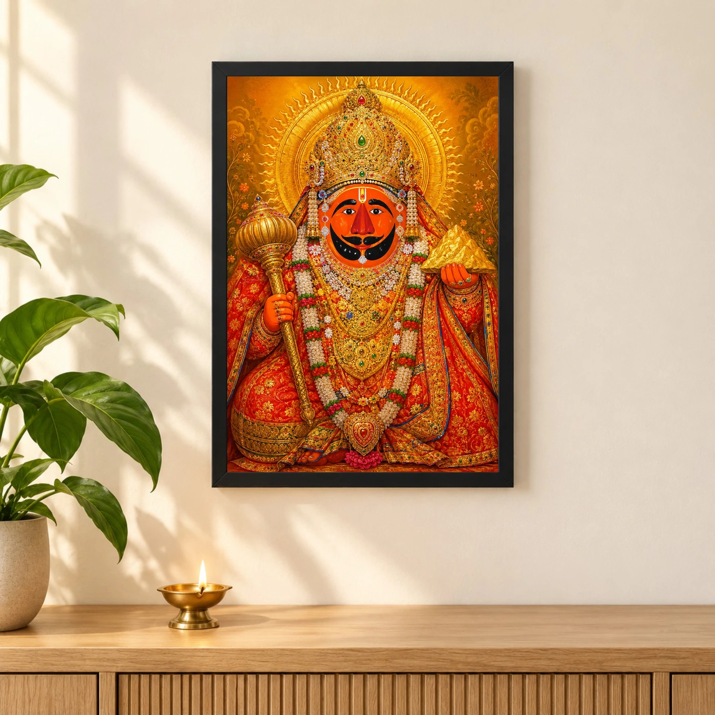 Salasar Balaji Traditional Indian Miniature-Inspired Devotional Art Photo Frame, view 3
