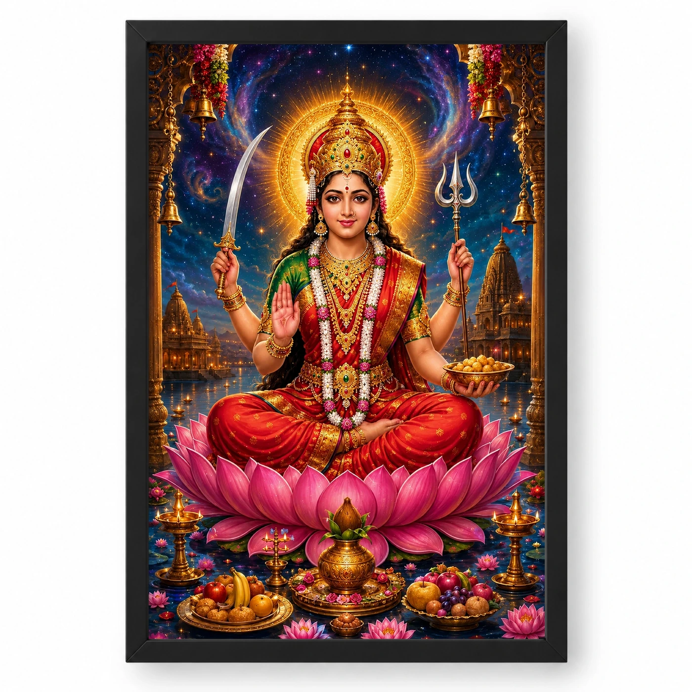 Santoshi Maa Cosmic Celestial Aura Photo Frame
