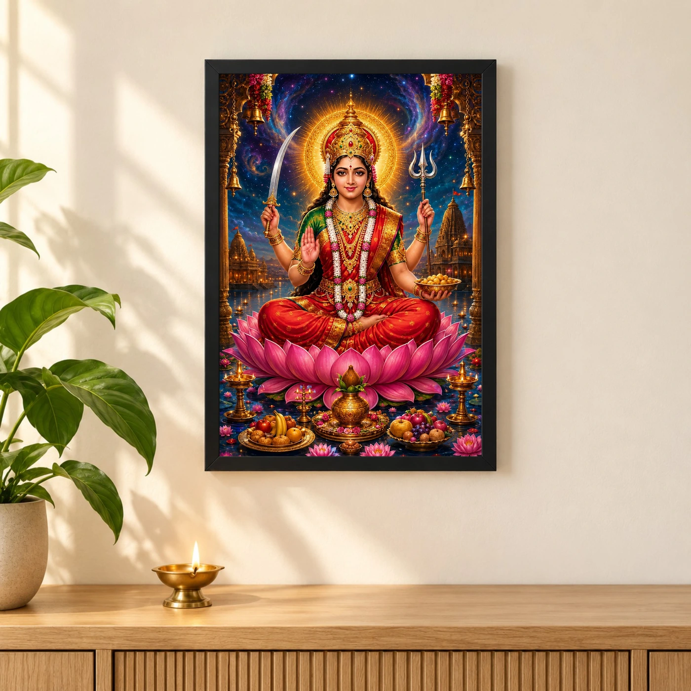 Santoshi Maa Cosmic Celestial Aura Photo Frame, view 3