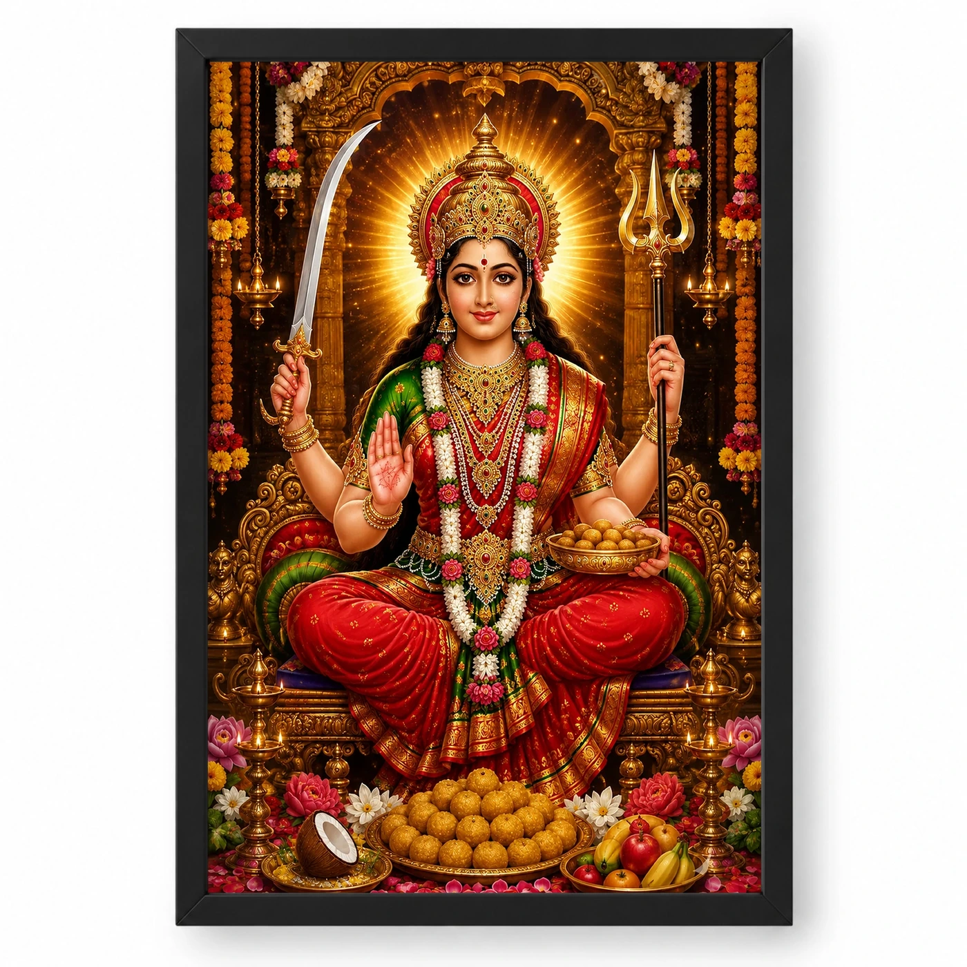 Santoshi Maa Grand Festival Flower Decoration Photo Frame