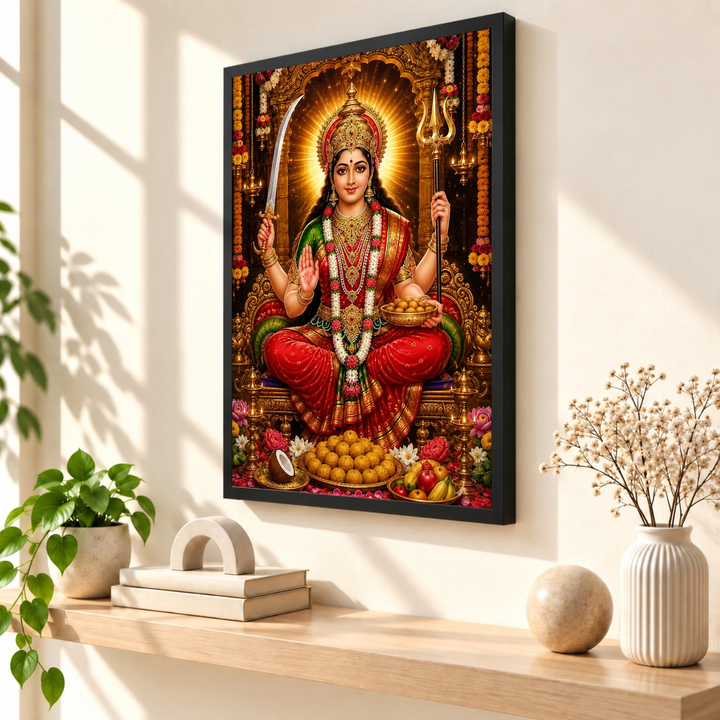 Santoshi Maa Grand Festival Flower Decoration Photo Frame, view 2