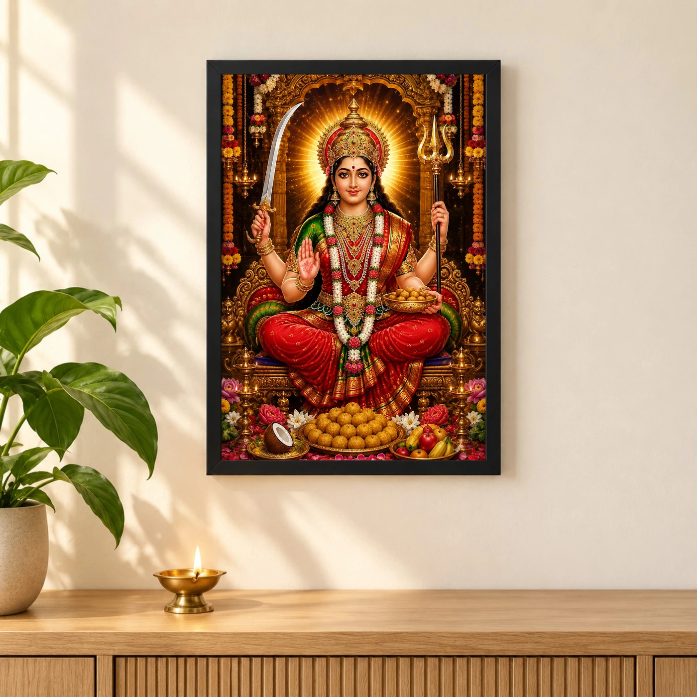 Santoshi Maa Grand Festival Flower Decoration Photo Frame, view 3