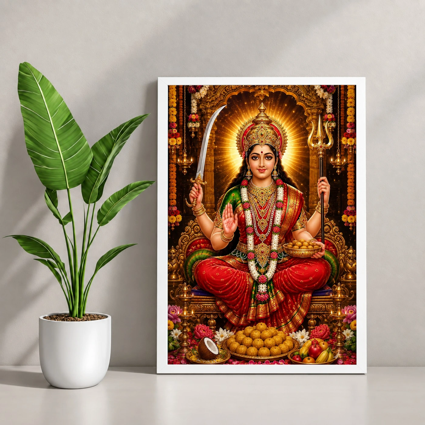 Santoshi Maa Grand Festival Flower Decoration Photo Frame, view 4