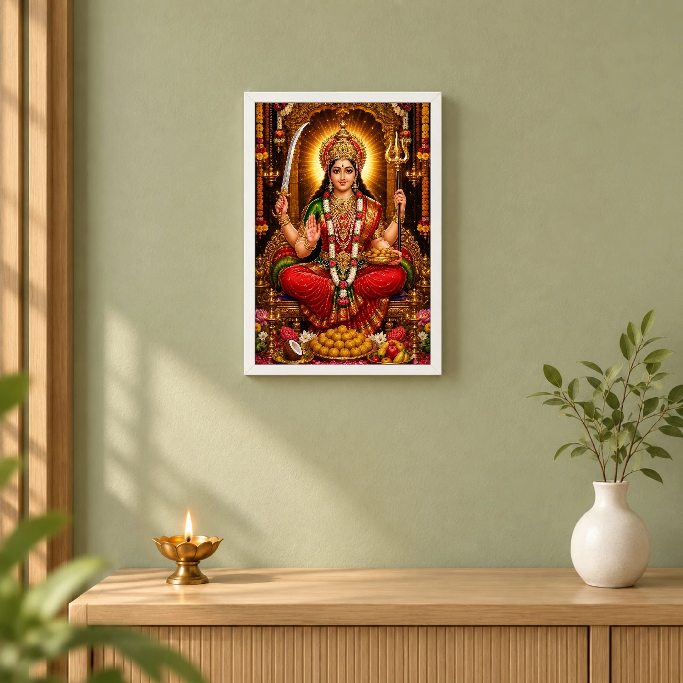 Santoshi Maa Grand Festival Flower Decoration Photo Frame, view 6
