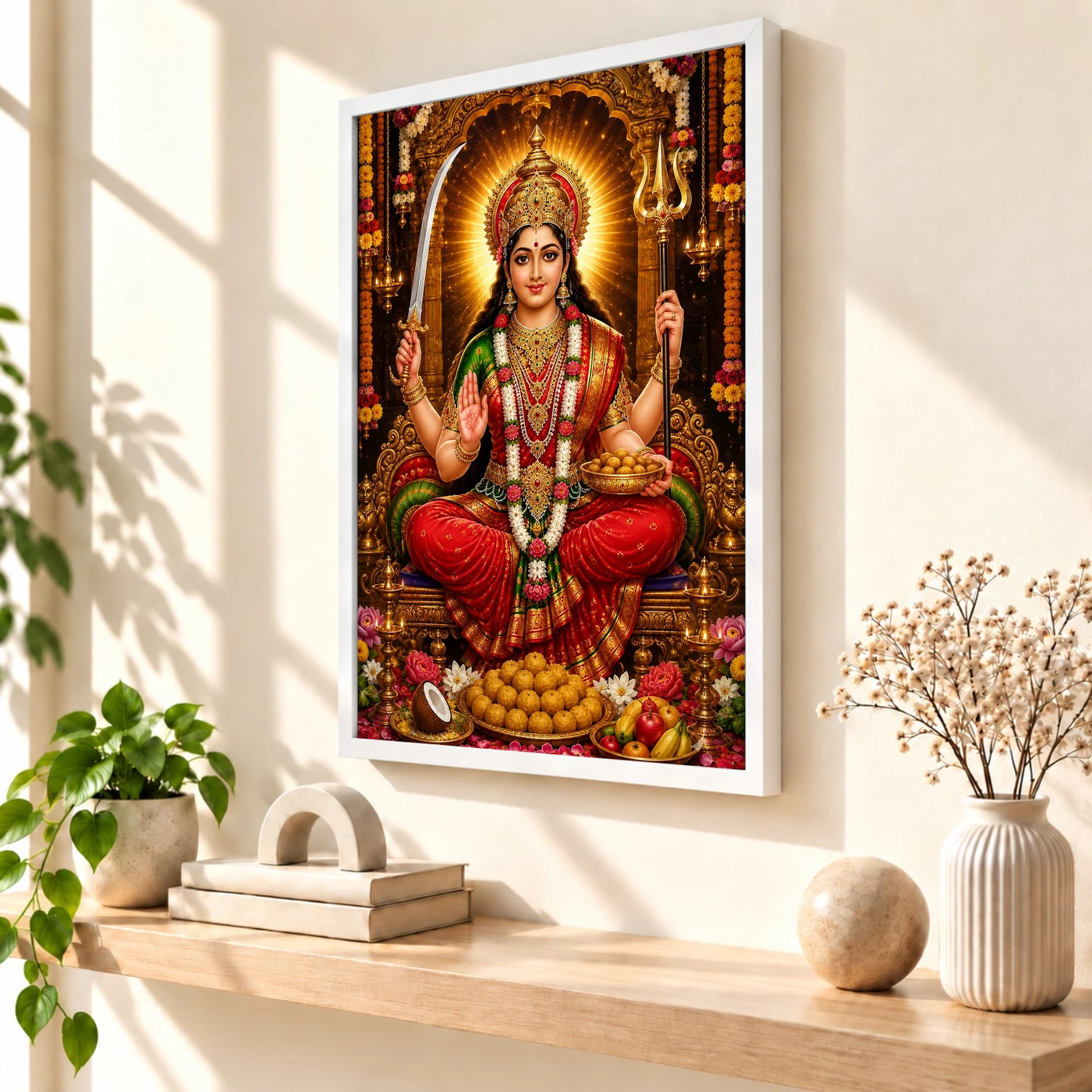Santoshi Maa Grand Festival Flower Decoration Photo Frame, view 7