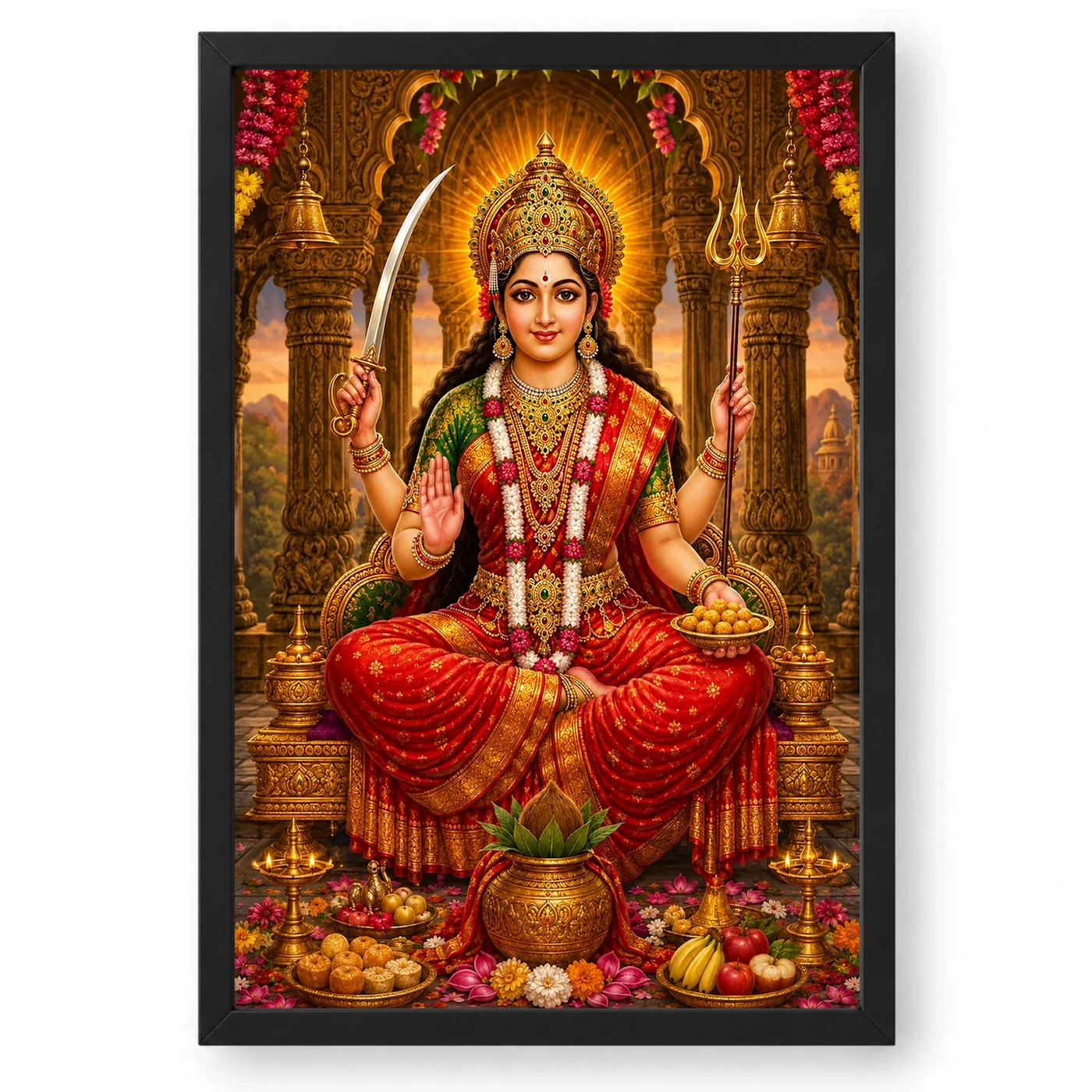 Santoshi Maa Heritage Temple Architecture Backdrop Photo Frame