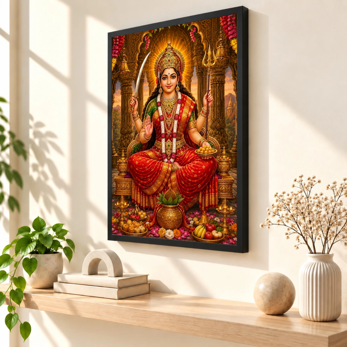 Santoshi Maa Heritage Temple Architecture Backdrop Photo Frame, view 2
