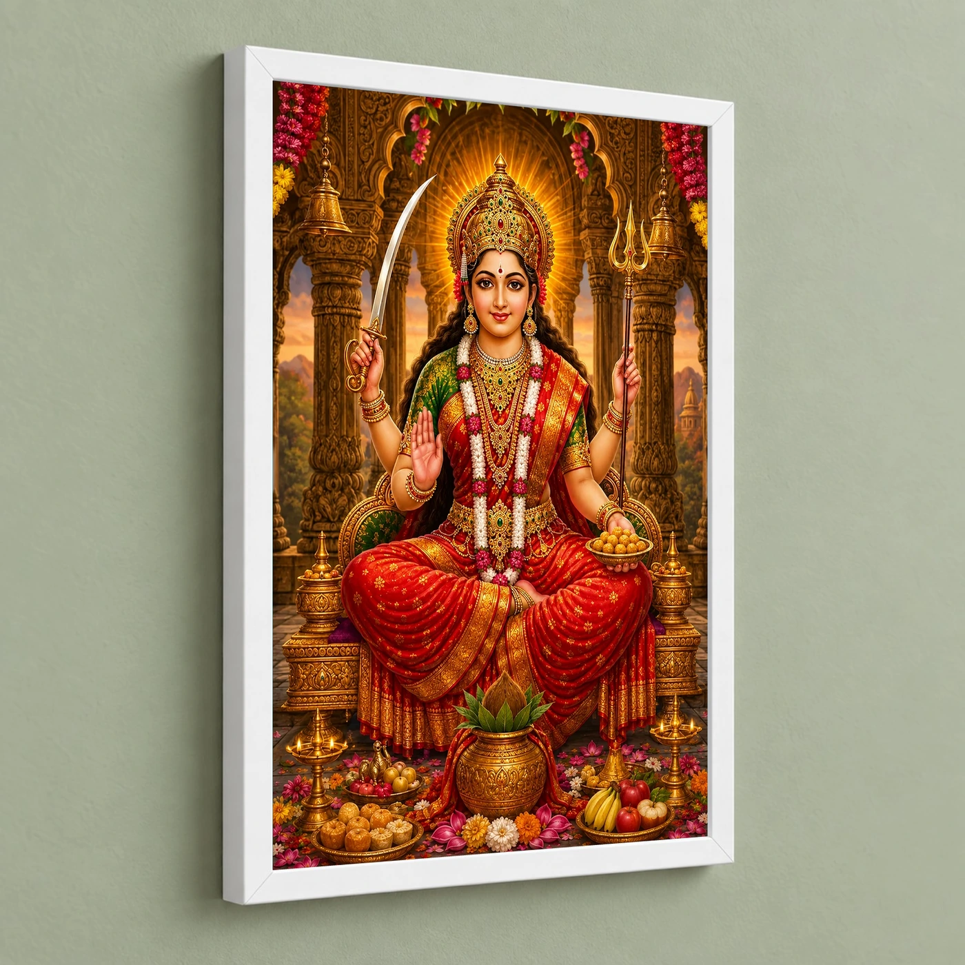 Santoshi Maa Heritage Temple Architecture Backdrop Photo Frame, view 5