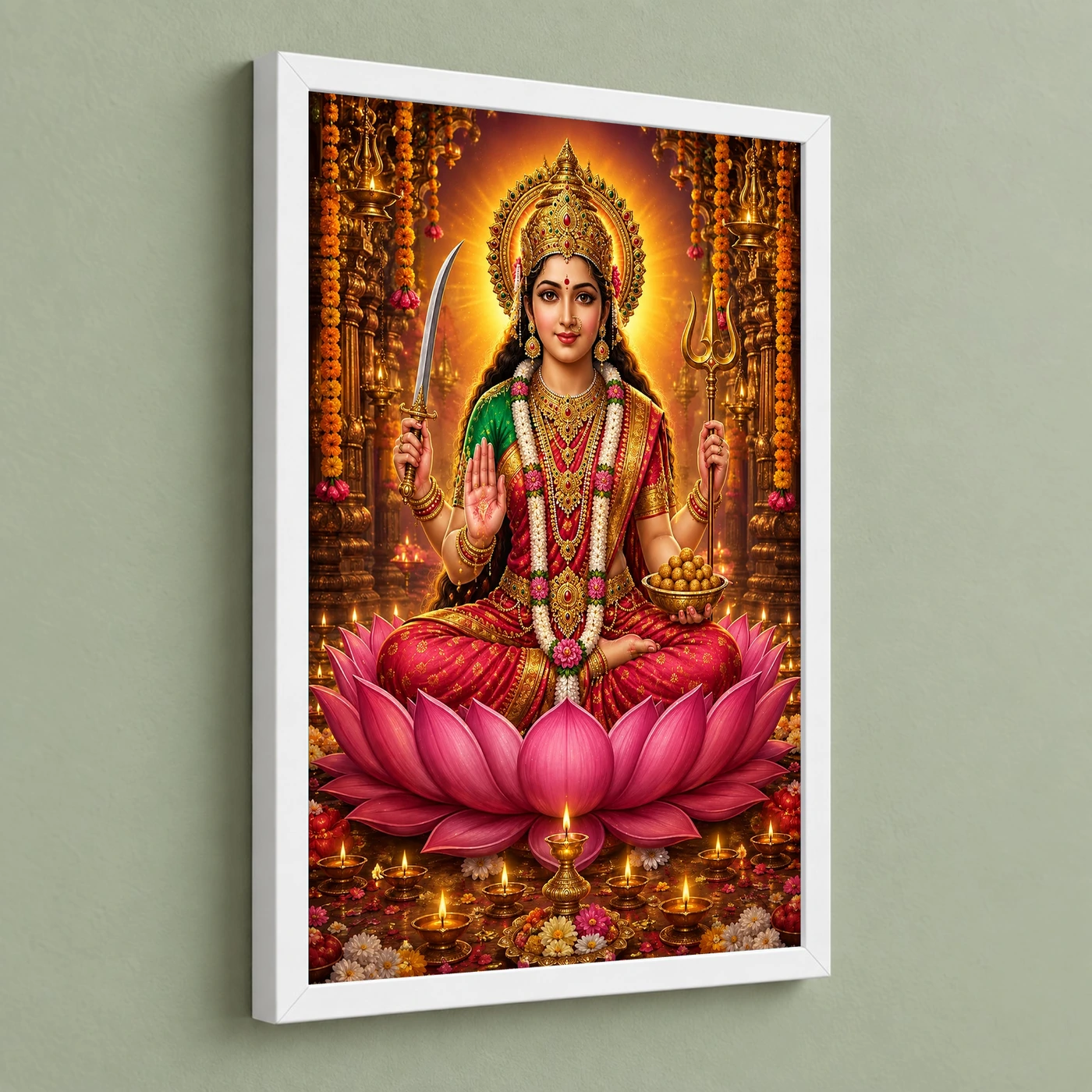 Santoshi Maa Lotus And Diya Radiance Photo Frame, view 5