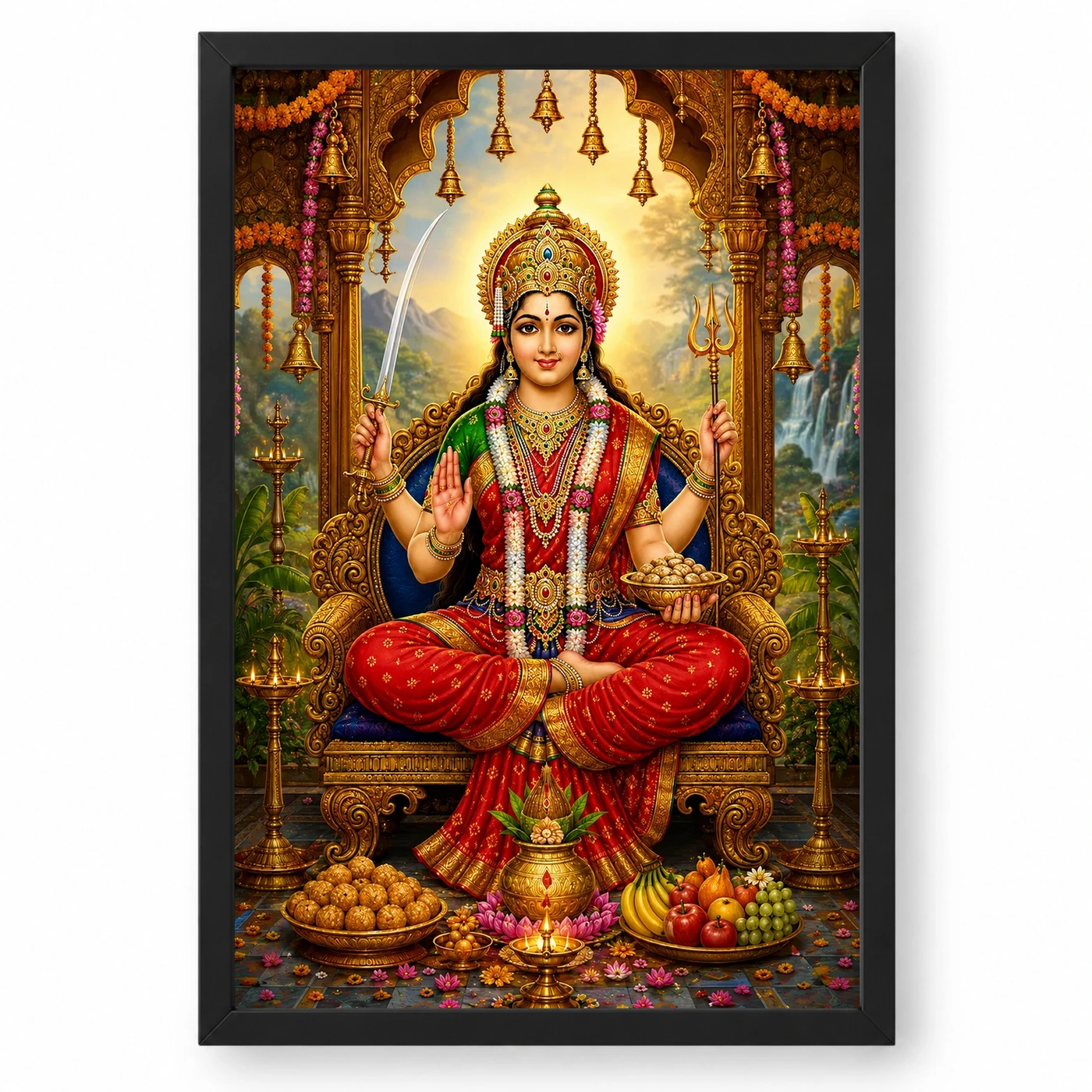 Santoshi Maa Peaceful Home Mandir Composition Photo Frame