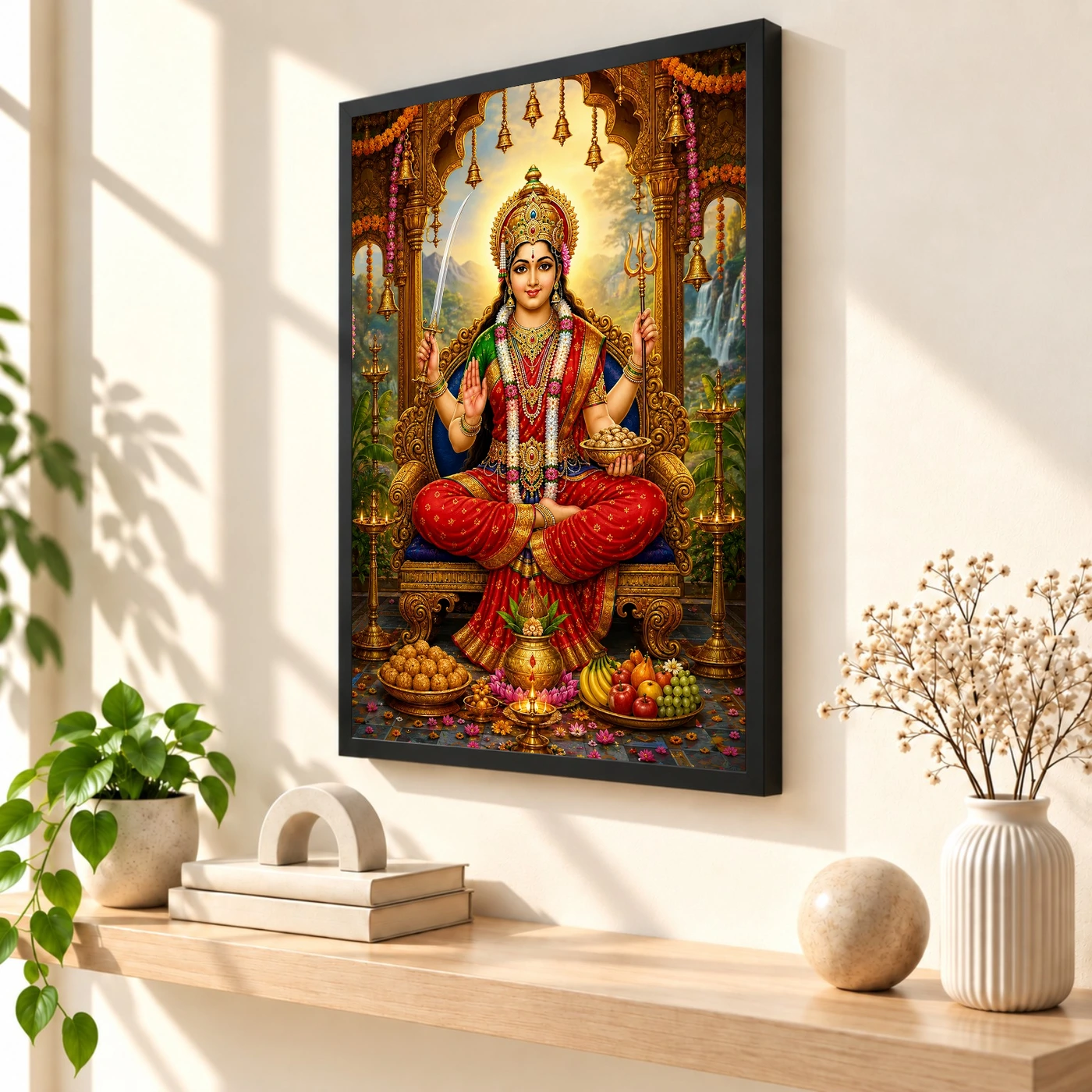 Santoshi Maa Peaceful Home Mandir Composition Photo Frame, view 2
