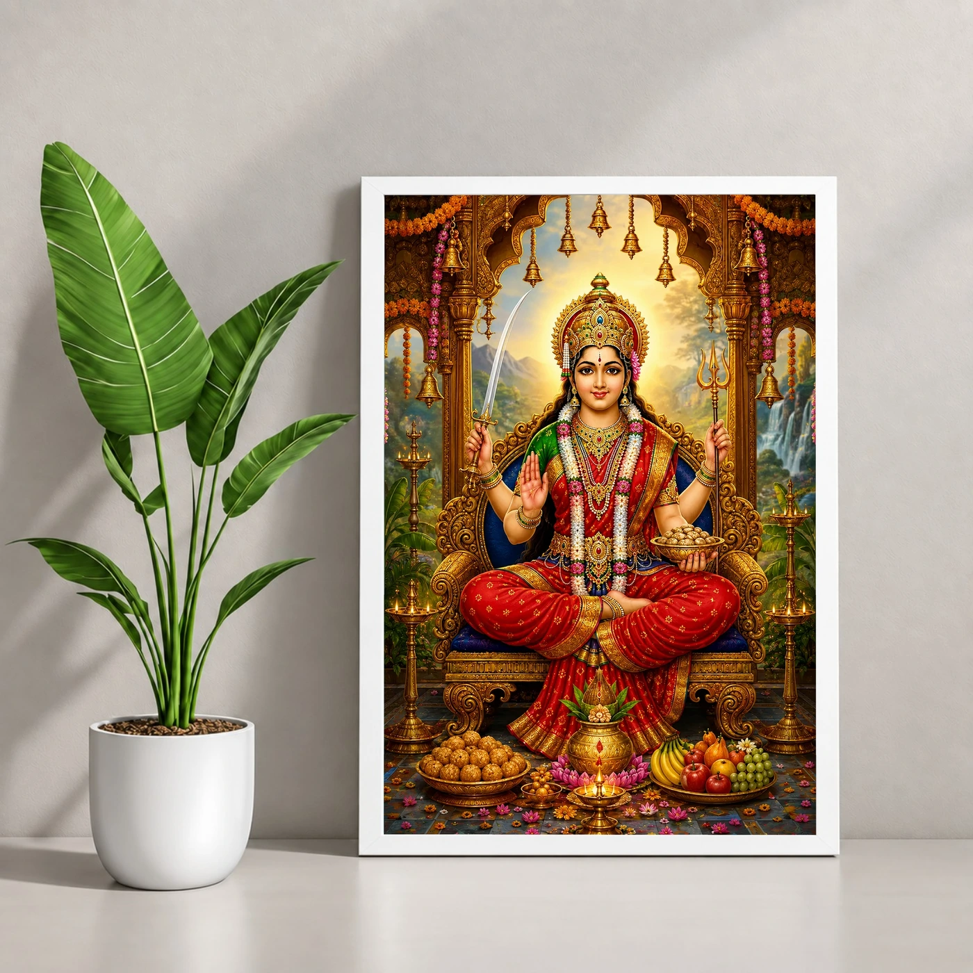Santoshi Maa Peaceful Home Mandir Composition Photo Frame, view 4