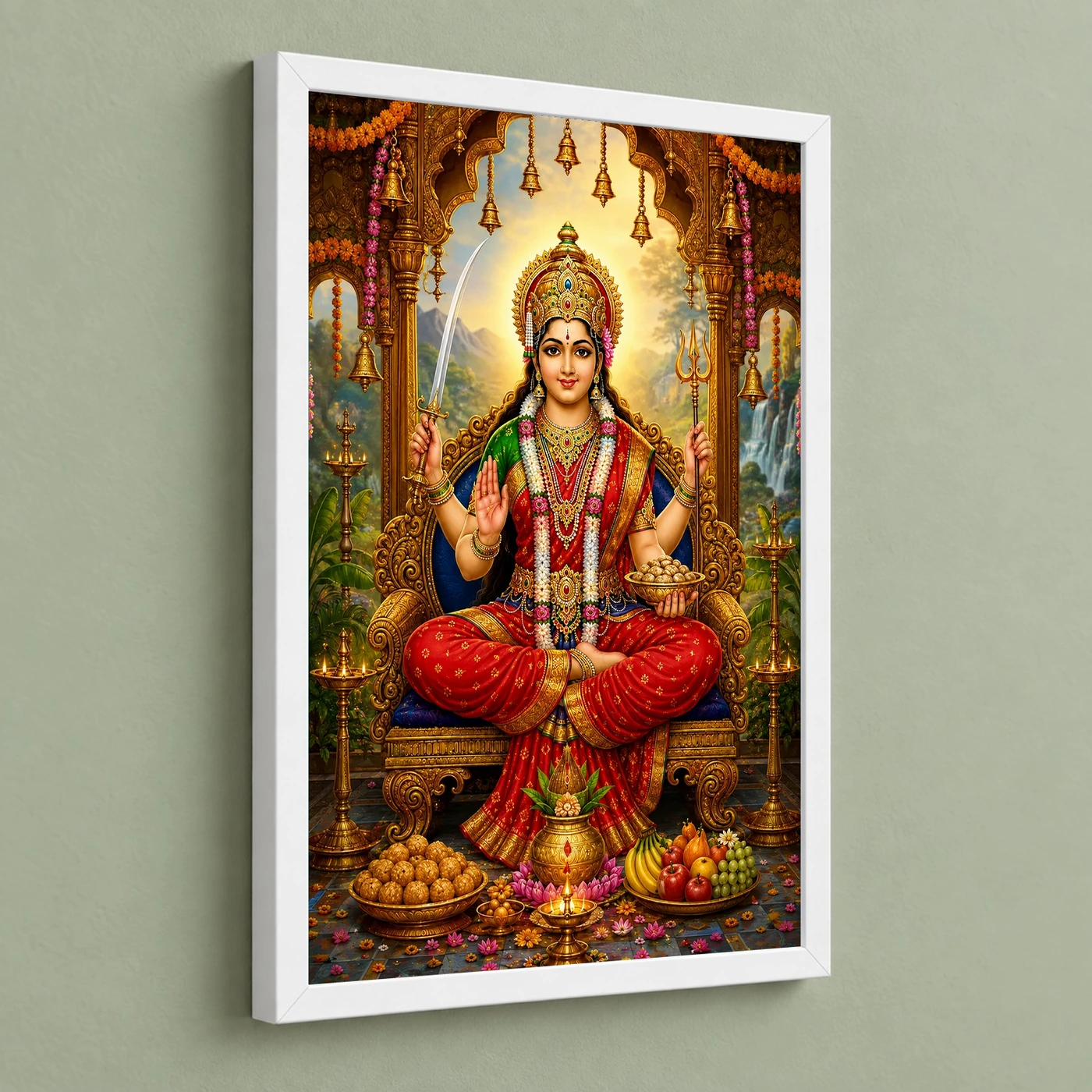 Santoshi Maa Peaceful Home Mandir Composition Photo Frame, view 5