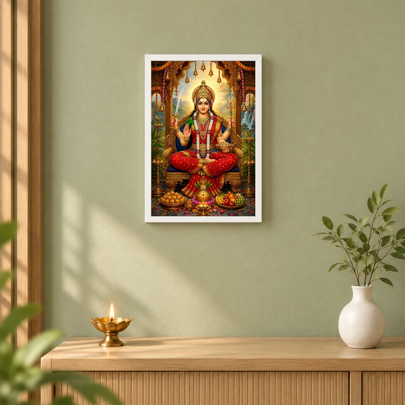 Santoshi Maa Peaceful Home Mandir Composition Photo Frame, view 6