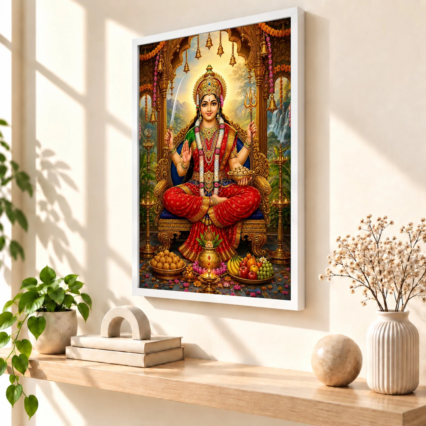 Santoshi Maa Peaceful Home Mandir Composition Photo Frame, view 7