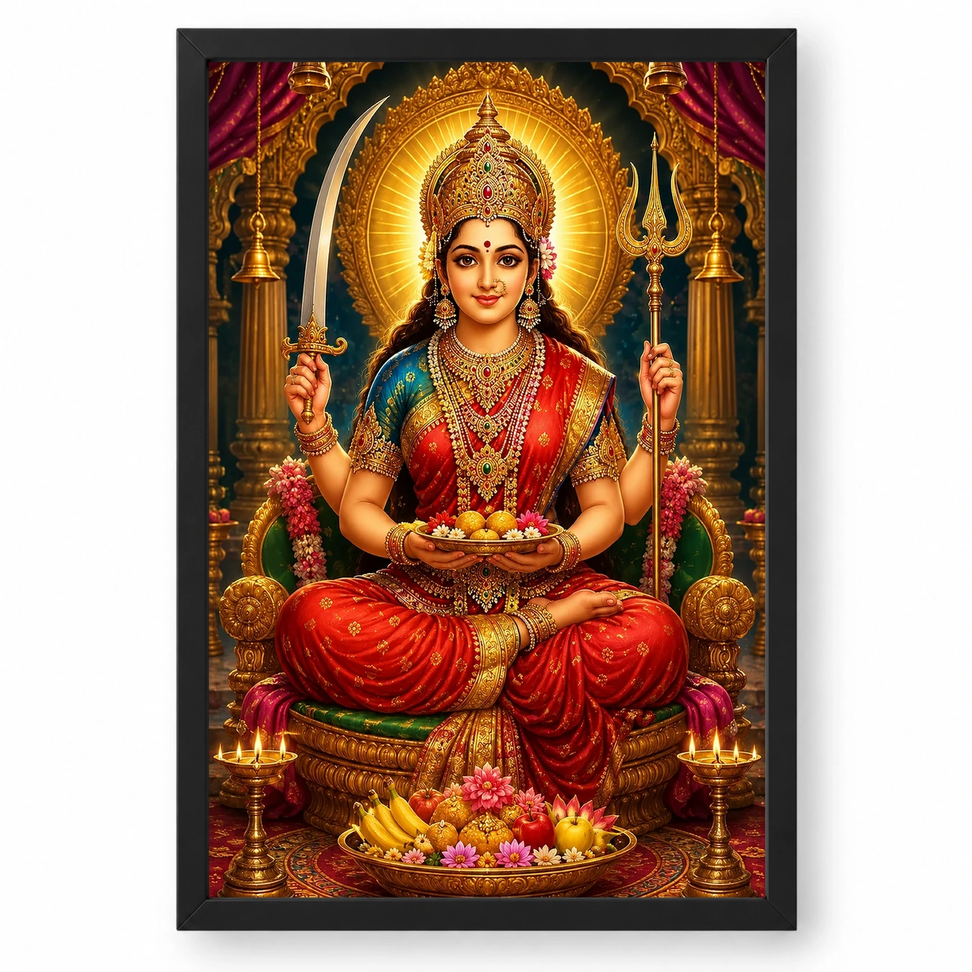 Santoshi Maa Royal Jewel-Toned Portrait Photo Frame