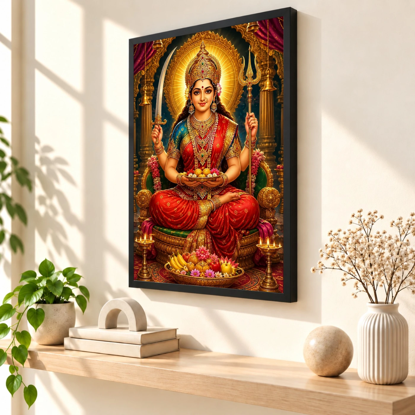 Santoshi Maa Royal Jewel-Toned Portrait Photo Frame, view 2