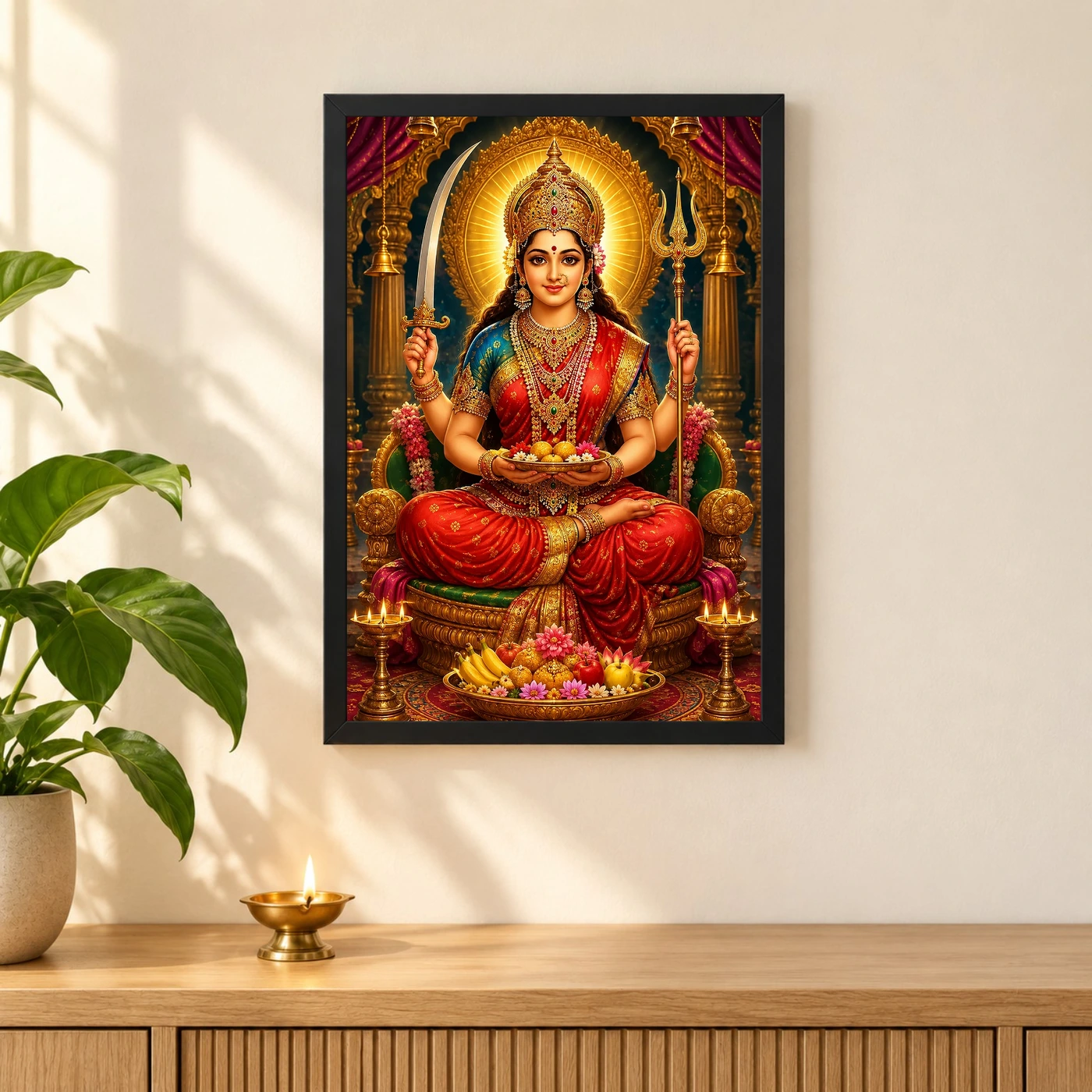 Santoshi Maa Royal Jewel-Toned Portrait Photo Frame, view 3