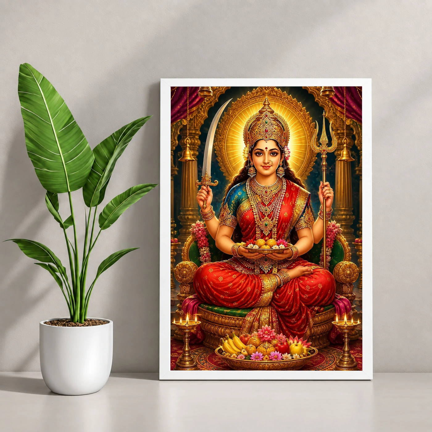 Santoshi Maa Royal Jewel-Toned Portrait Photo Frame, view 4