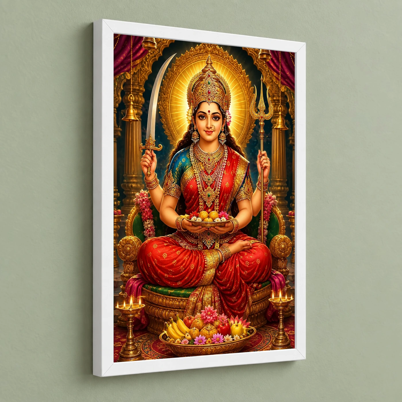 Santoshi Maa Royal Jewel-Toned Portrait Photo Frame, view 5