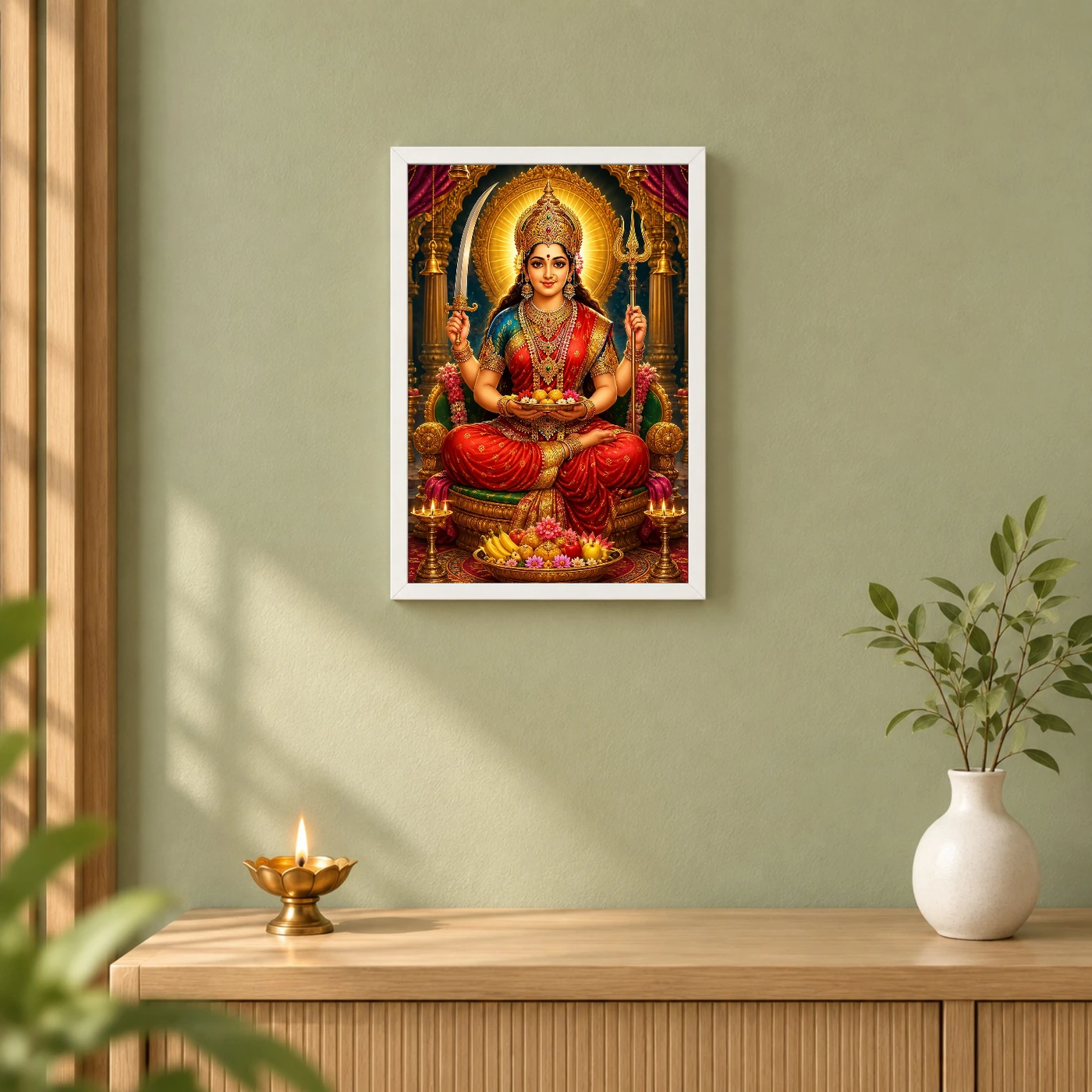Santoshi Maa Royal Jewel-Toned Portrait Photo Frame, view 6