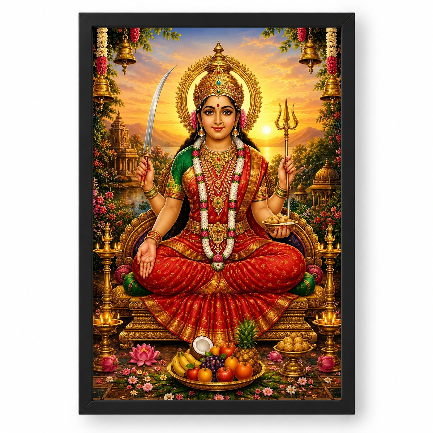 Santoshi Maa Serene Sunrise Blessing Photo Frame