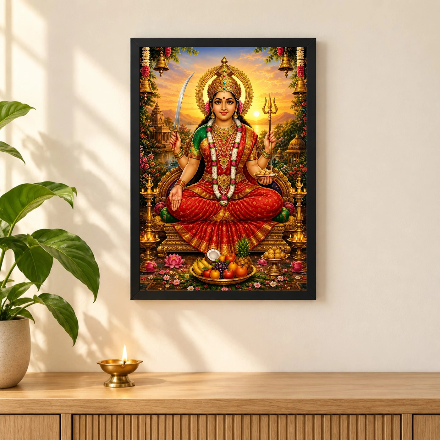 Santoshi Maa Serene Sunrise Blessing Photo Frame, view 3