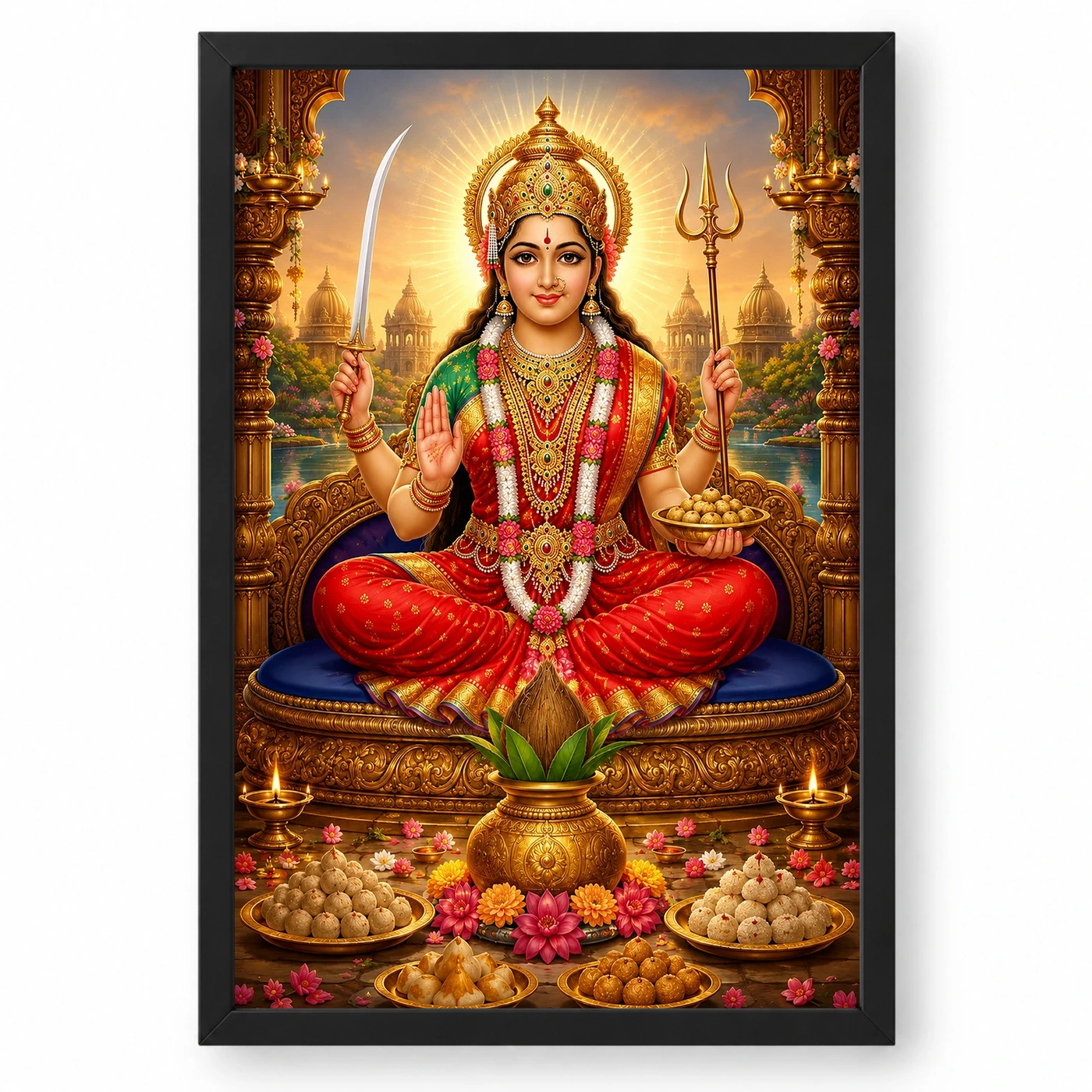 Santoshi Maa Vivid Premium Spiritual Poster Art Photo Frame